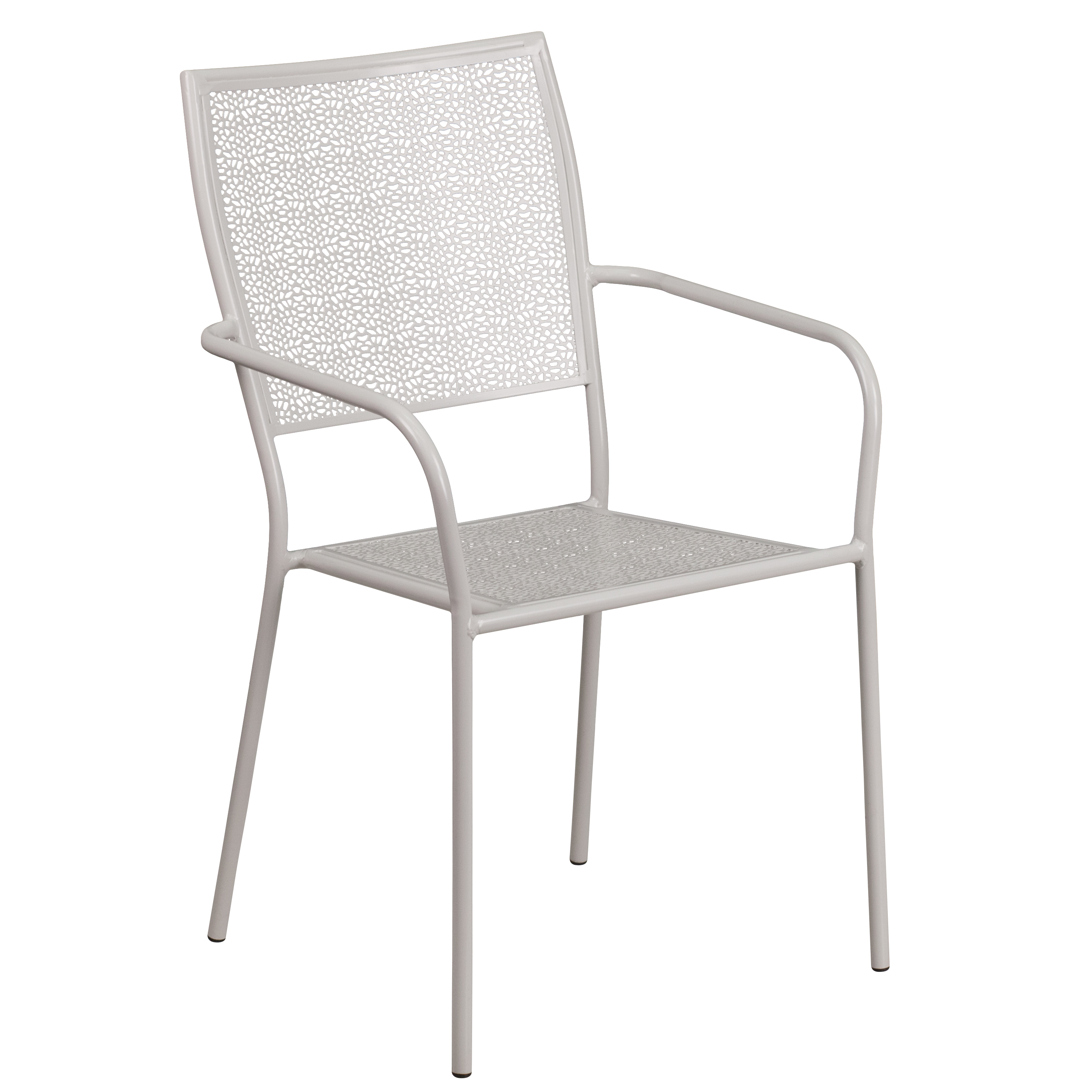 Commercial Grade Sky Blue Indoor-Outdoor Steel Patio Arm Chair with Square Back - Picture 53 of 61