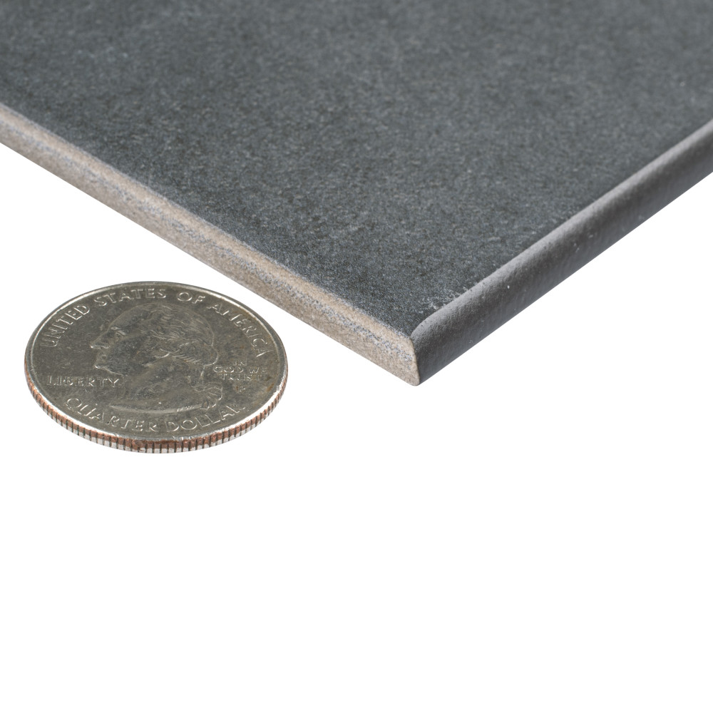 Twenties Bullnose Black 3-1/2 in. x 7-3/4 in. Ceramic Floor and Wall Trim