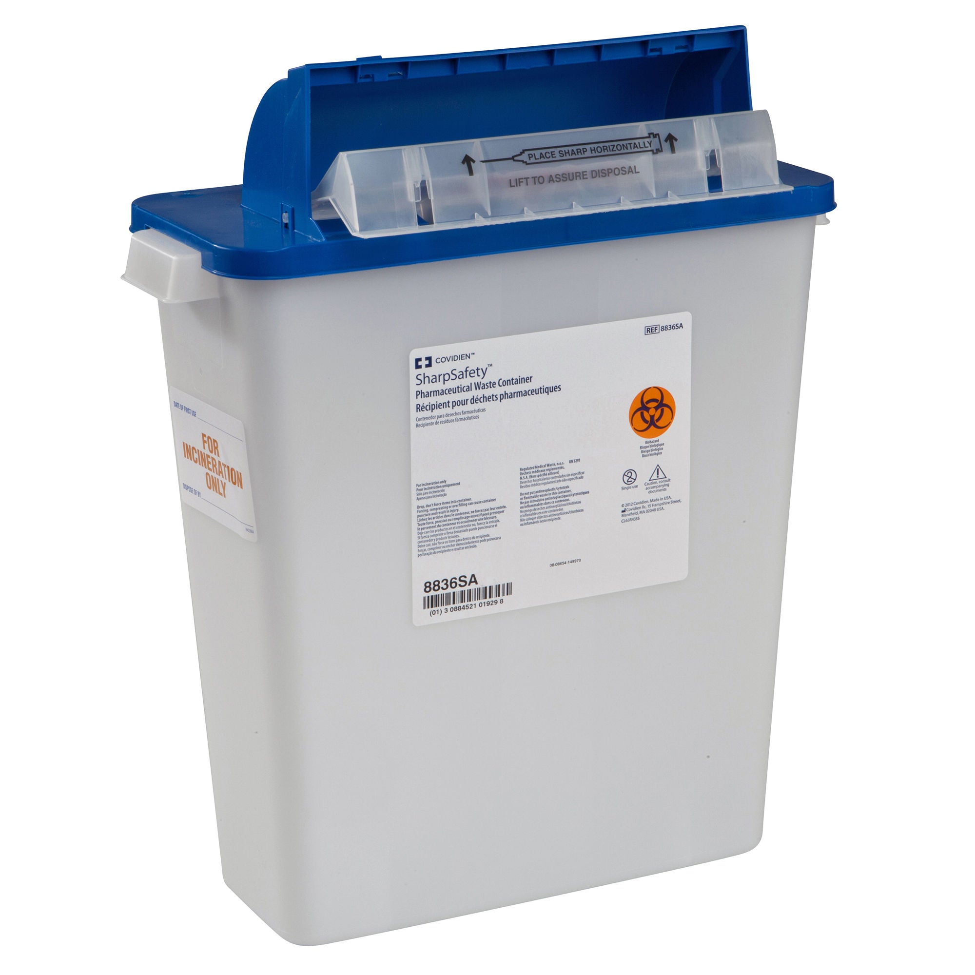 PharmaSafety™ Pharmaceutical Waste Container, 3 Gallon, 16.5 x 13.75 x 6 Inch