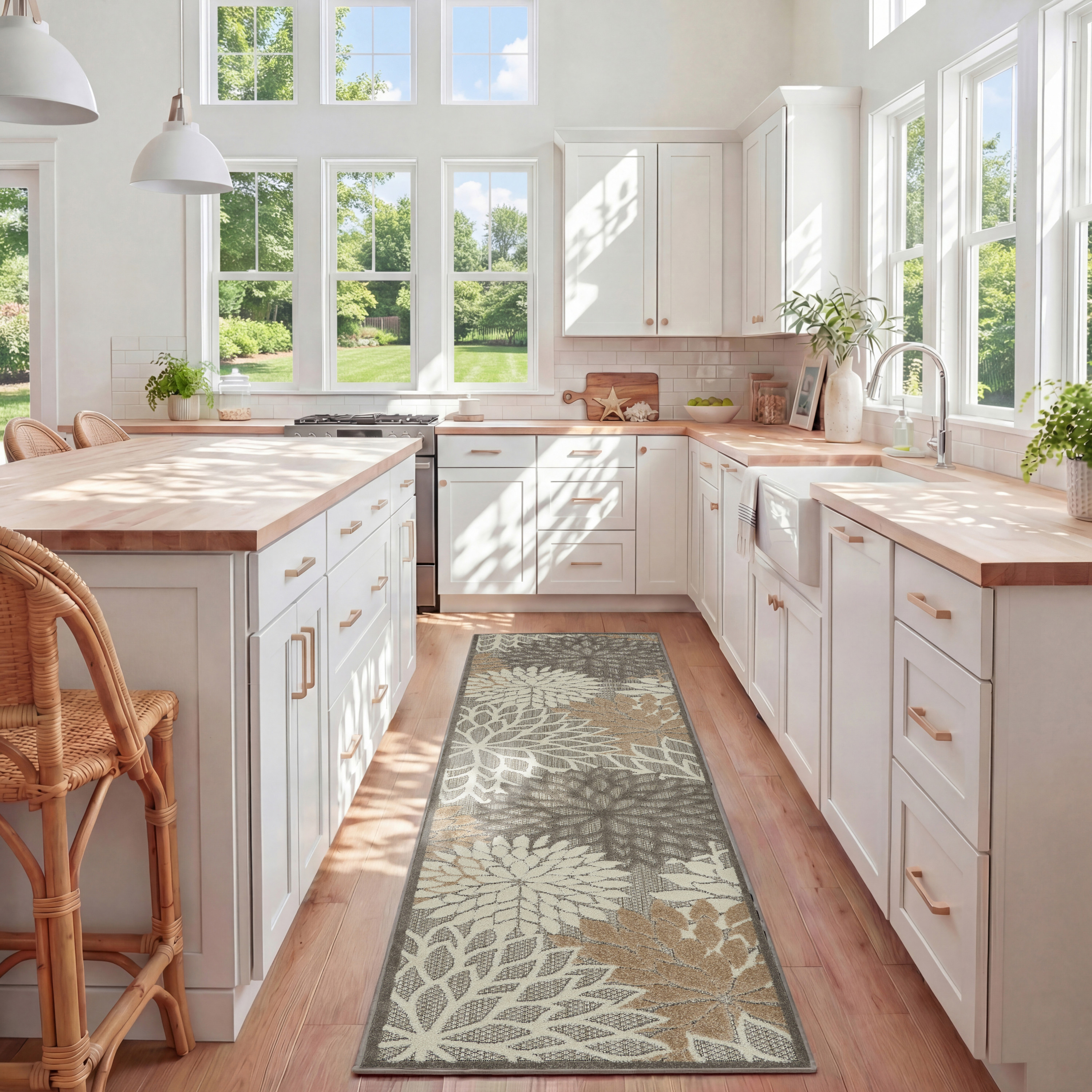 Nourison Aloha 2'3" x 12' Natural Tropical Rug