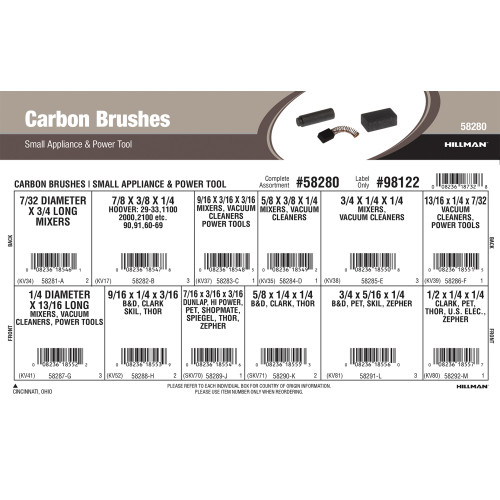 Carbon Brushes Assortment (For Small Appliances & Power Tools)