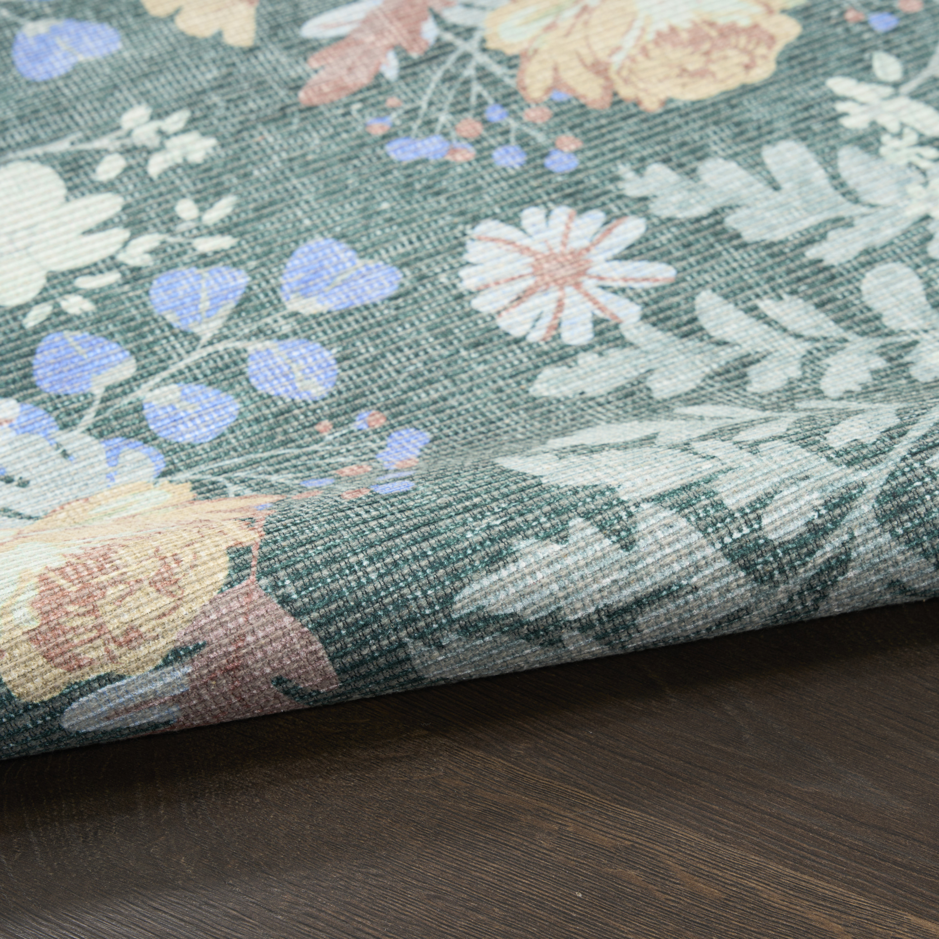 Nourison Botanical Washables 2' x 6' Green Multicolor Farmhouse Indoor Rug