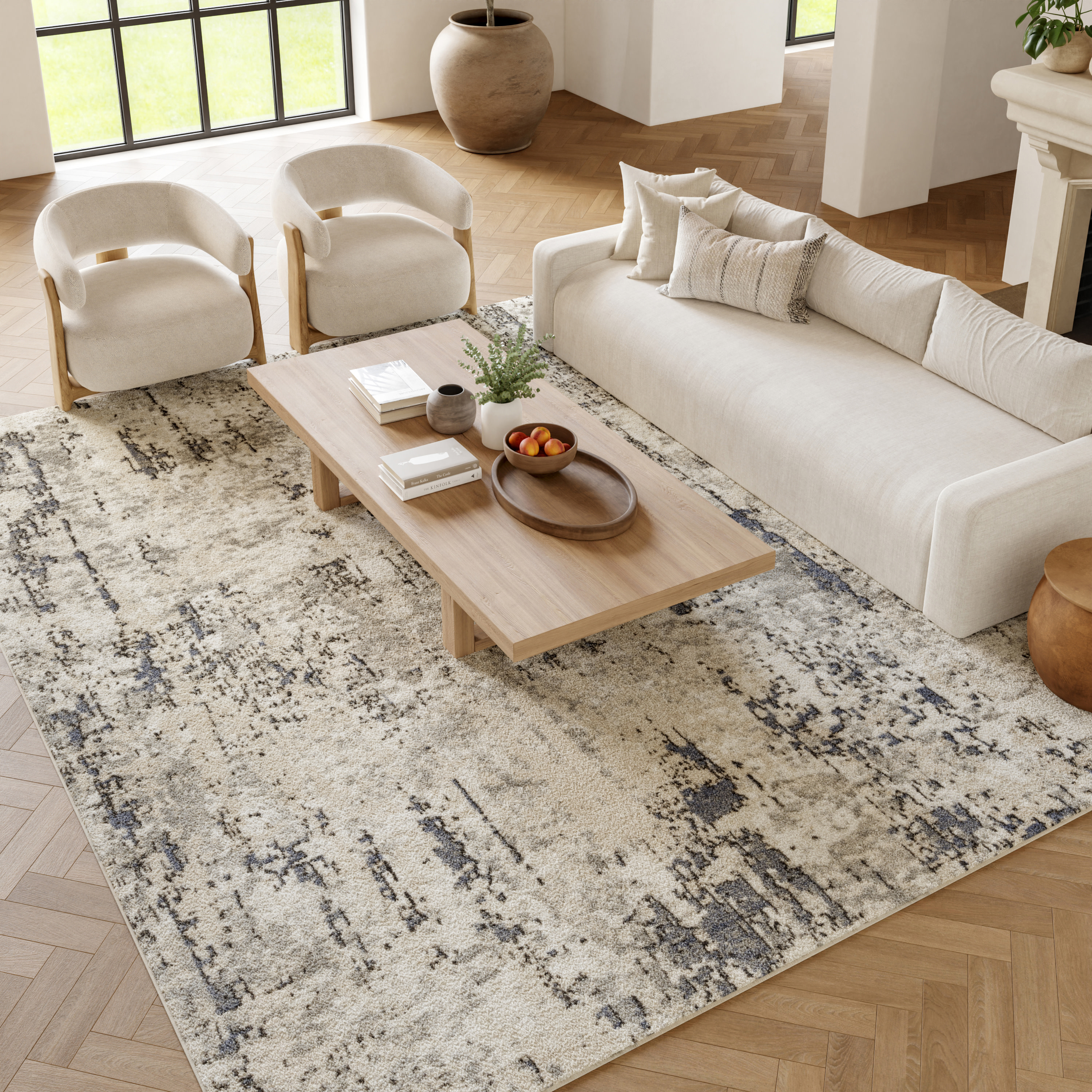 Nourison Quarry 7' x 10' Ivory Blue Grey Modern Indoor Rug