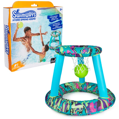 SwimWays Hydro Spring Hoops Inflatable Basketball Hoop, Waterproof Basketball Set With Hoop and Ball, Outdoor Games, Water Toys for Ages 5 and Up