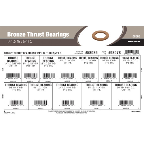 Bronze Thrust Bearings Assortment (1/4