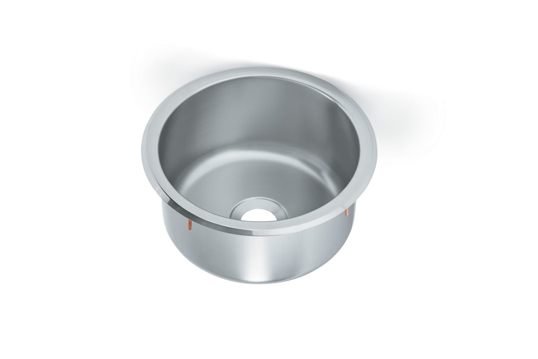 10 ⅜-inch stainless steel round sink with straight sides