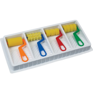 Foam Pattern Rollers and Tray, 4 Assorted Patterns, 8-1/2" x 17" Tray, 5 Pieces