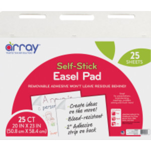 Easel Pad, Self-Adhesive, White, Self-Adhesive, 20" x 23", 25 Sheets
