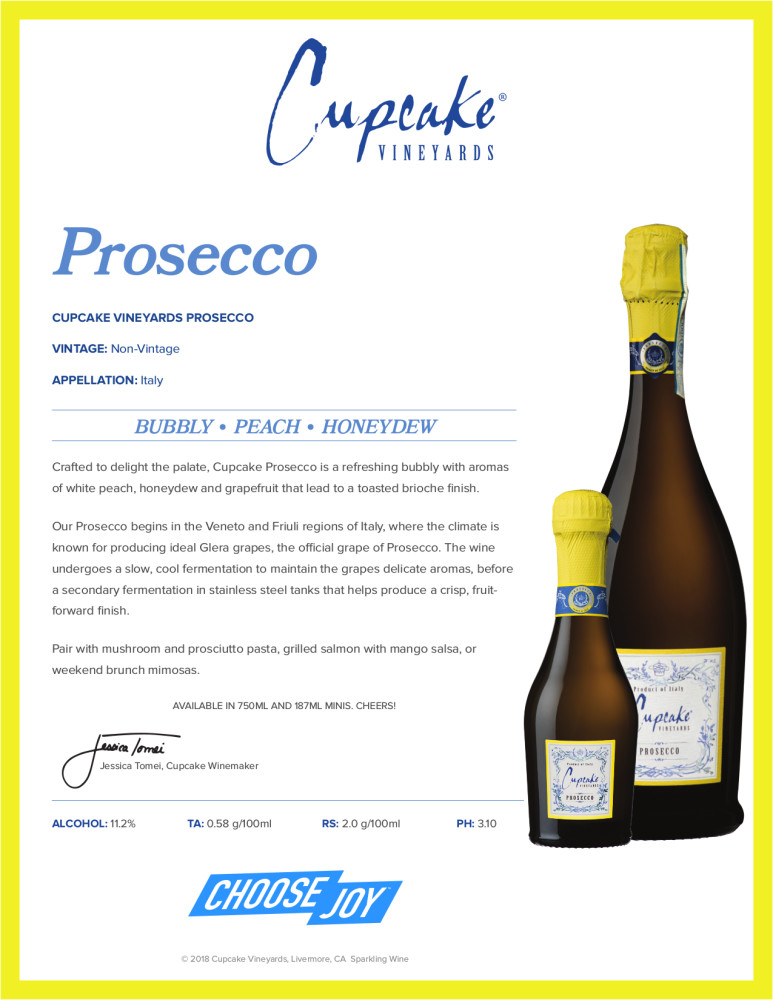Cupcake® Vineyards Prosecco Sparkling Wine 750ml, Italy