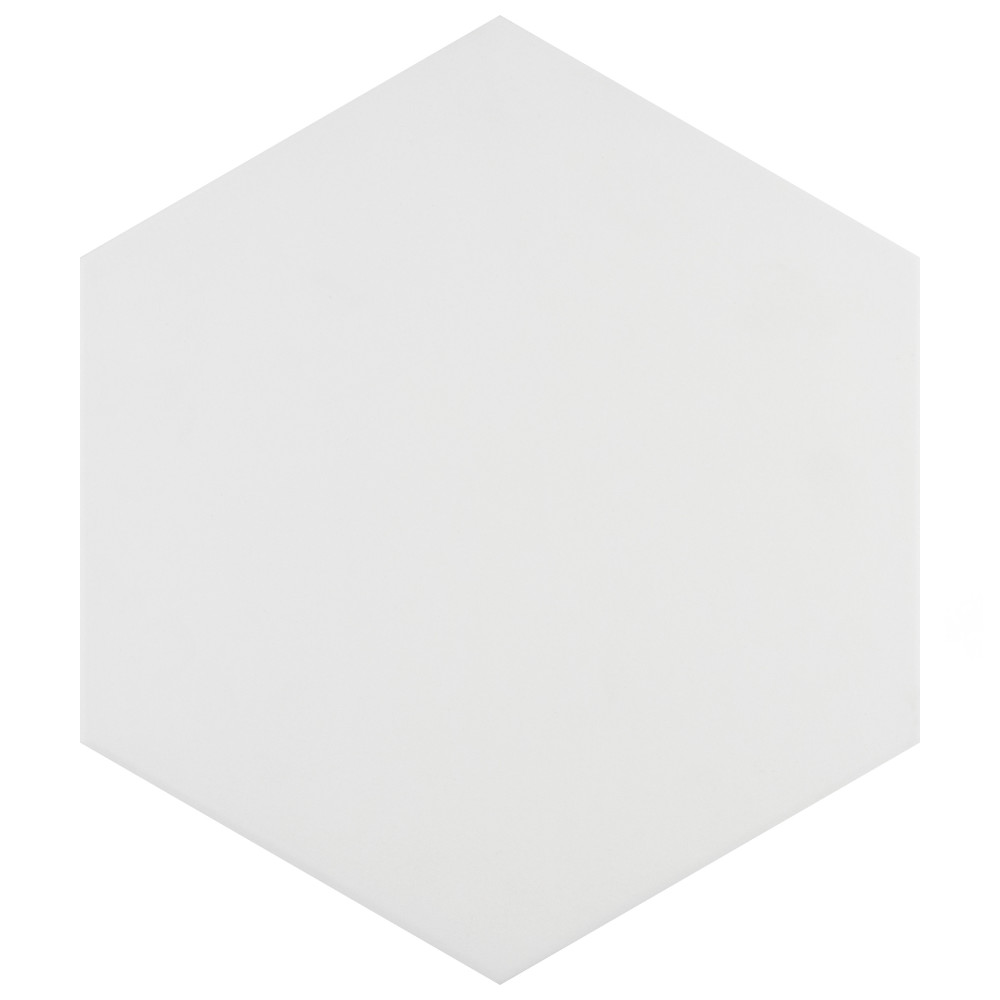 Apini Hex Matte White 9-1/8 in. x 10-1/2 in. Porcelain Floor and Wall Tile