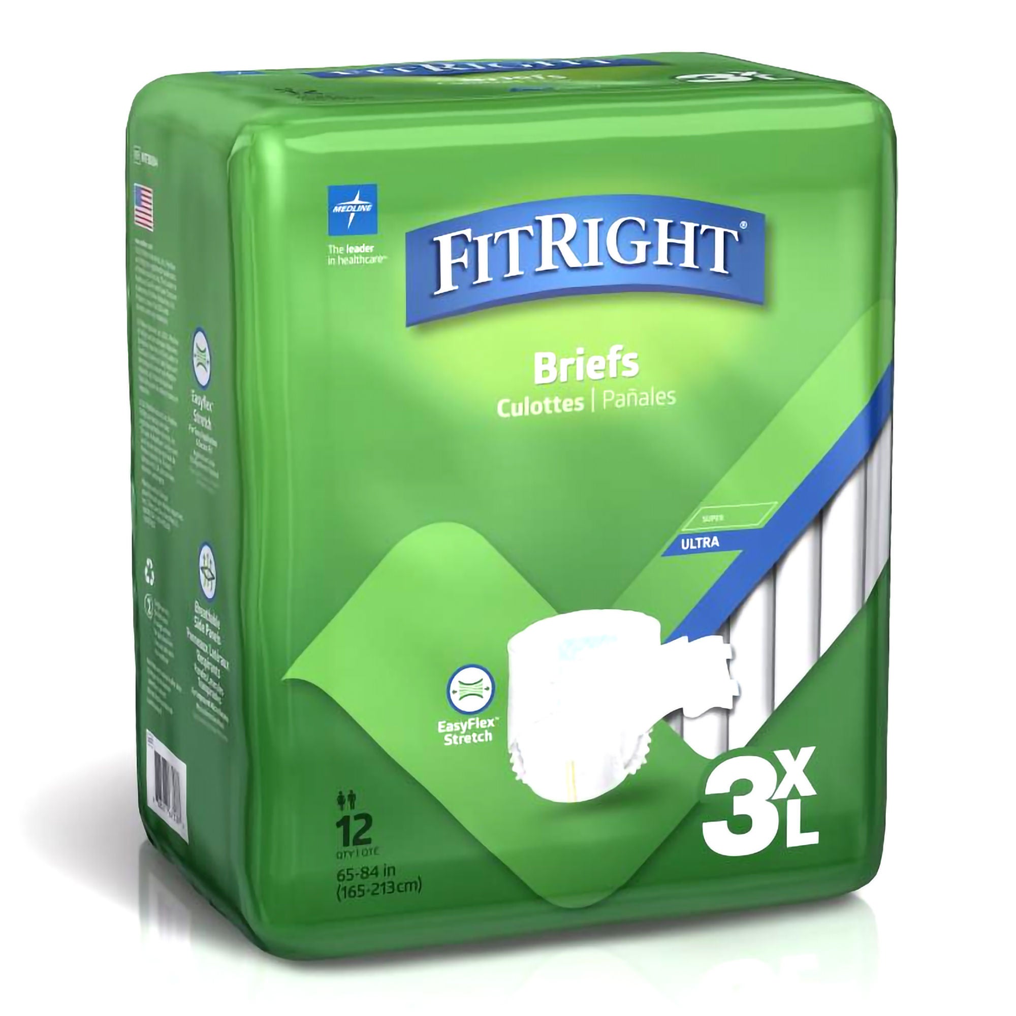 Medline BRIEF, BARIATRIC FITRIGHT DISP3XLG 65-84" (12/BG 4BG/CS)