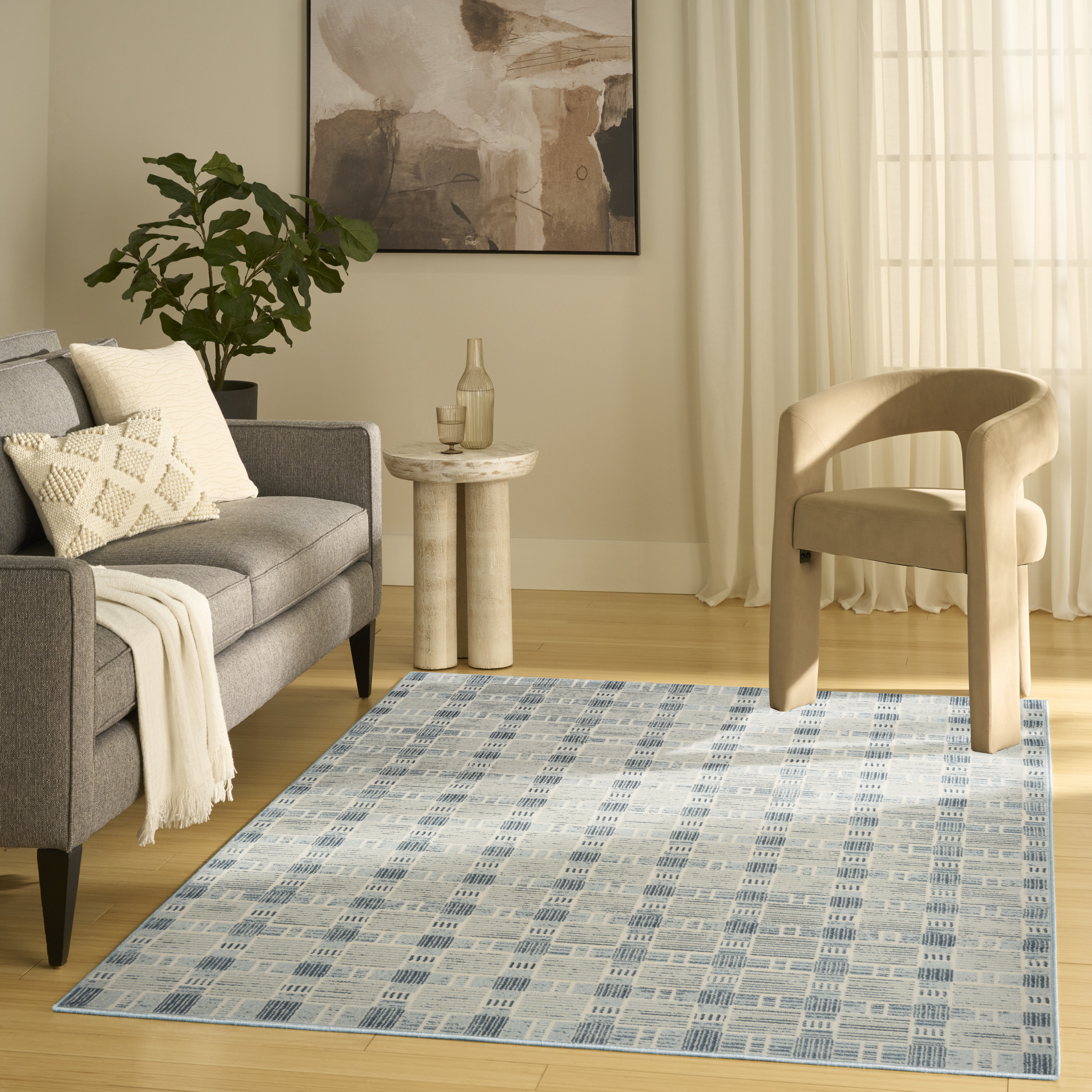 Nourison Nordic 5' x 7' Blue Modern Indoor Rug
