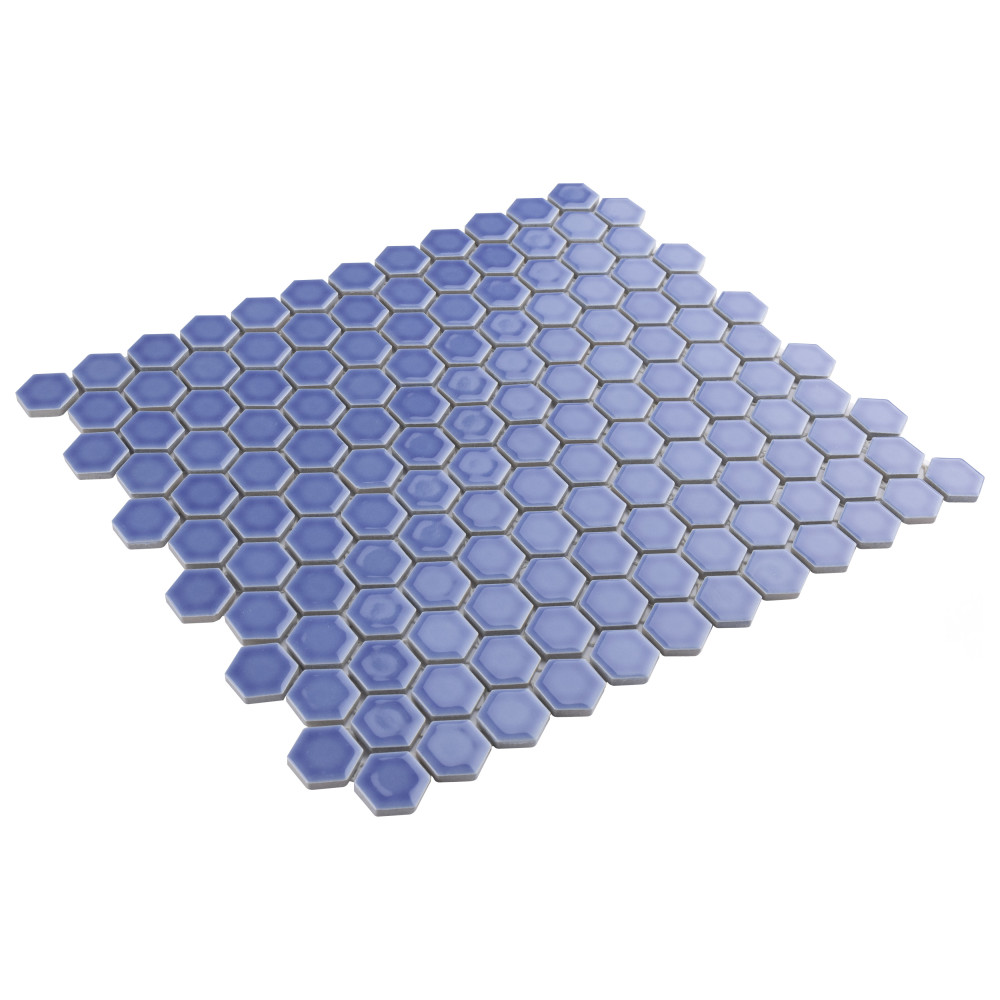 Tribeca 1″ Hex Glossy Periwinkle 10-1/4 in. x 11-7/8 in. Porcelain Mosaic Tile