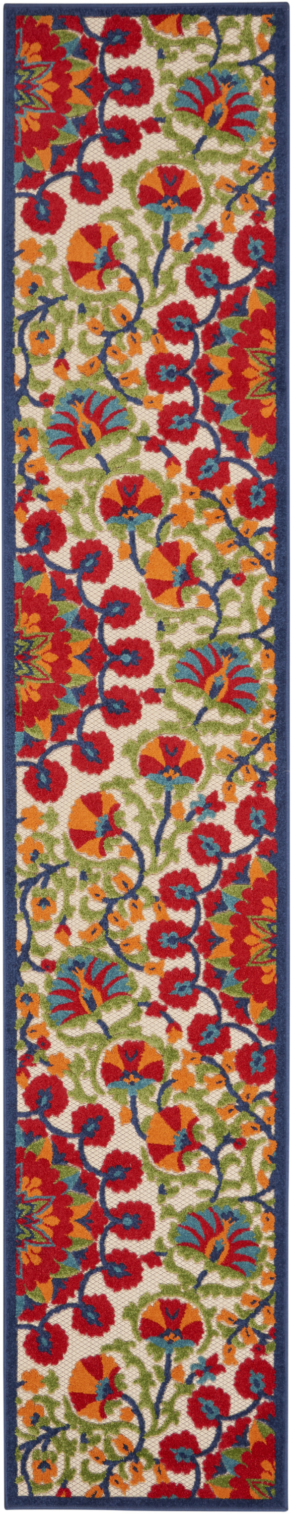 Nourison Aloha 2'3" x 12' Red Multicolor Transitional Rug
