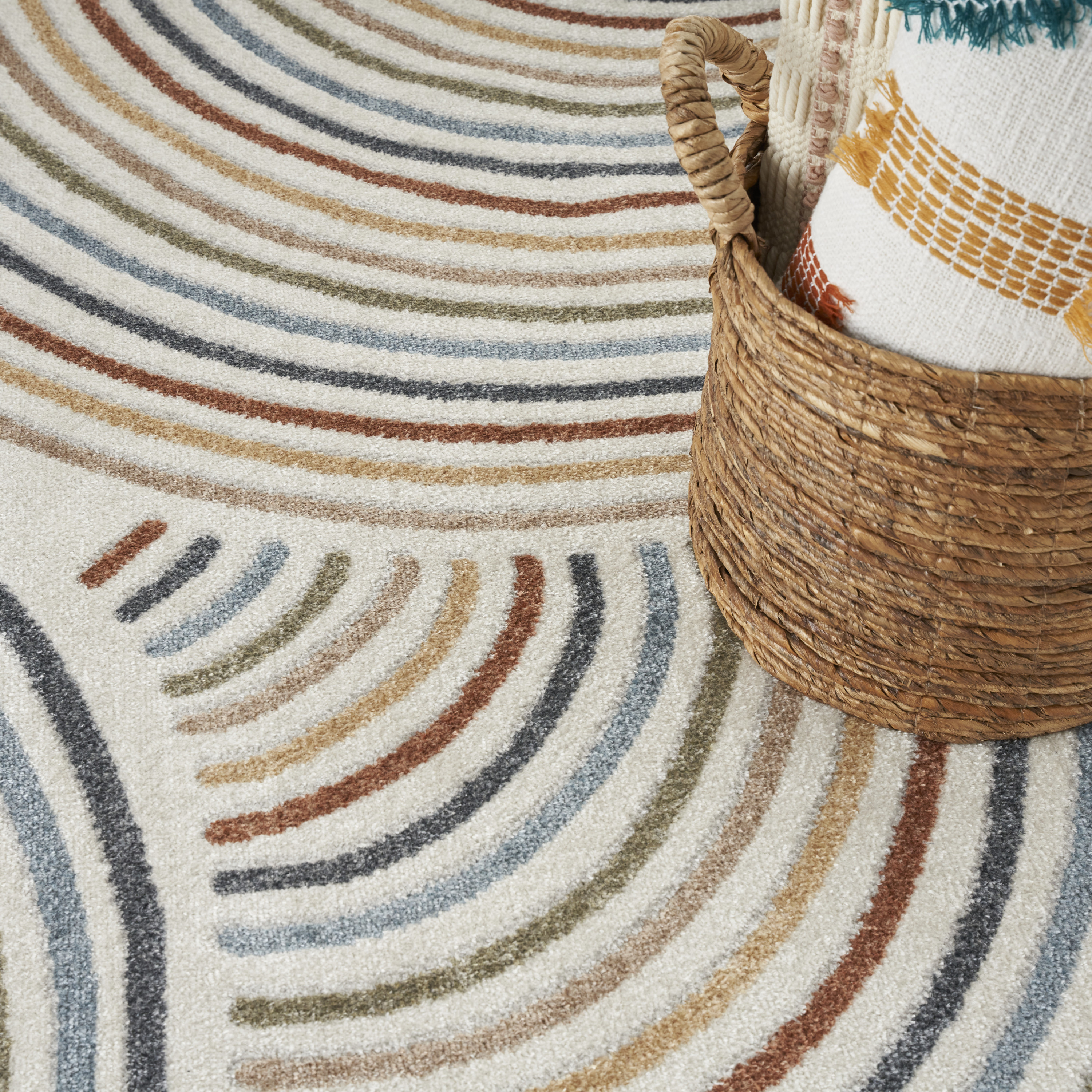Nourison Astra Machine Washable 7'10" x 10' Ivory Multicolor Mid-Century Modern Indoor Rug