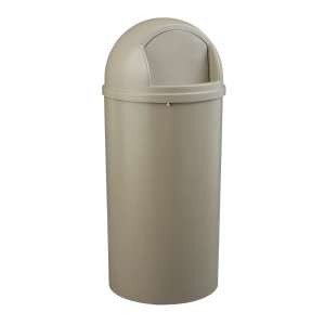 Rubbermaid Commercial, Marshal, 25 gal, Resin, Beige, Round, Receptacle