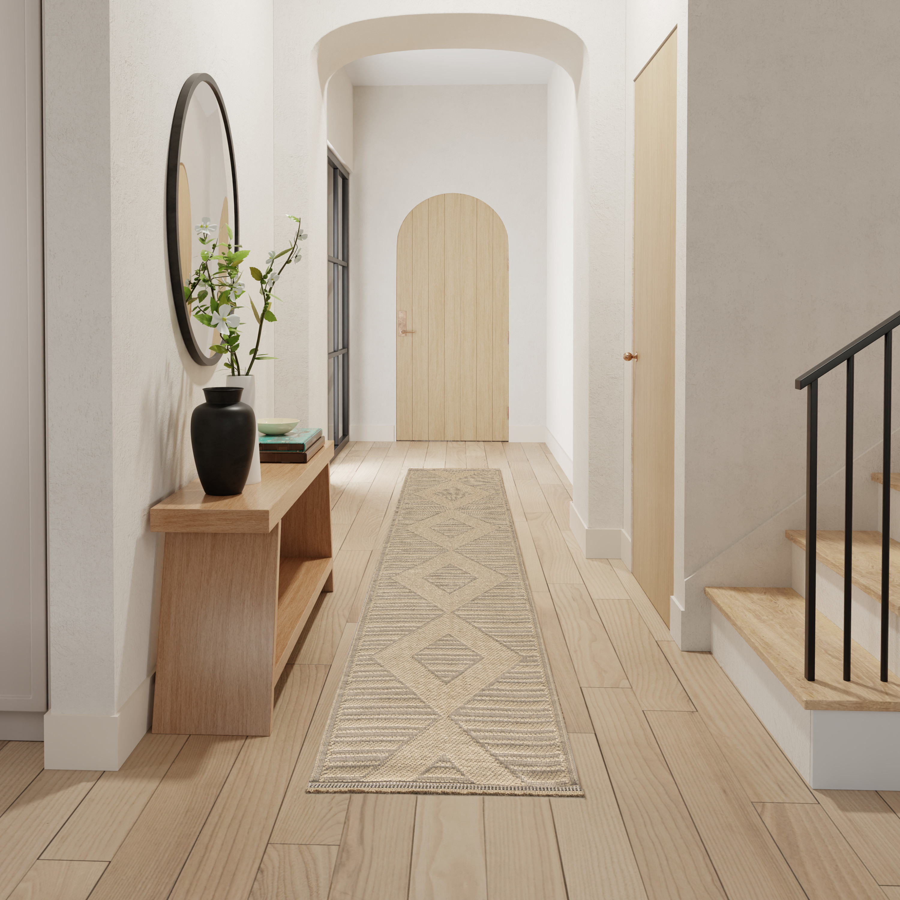 Nourison Washable Jute 2'3" x 7'6" Natural Beige Modern Indoor Rug