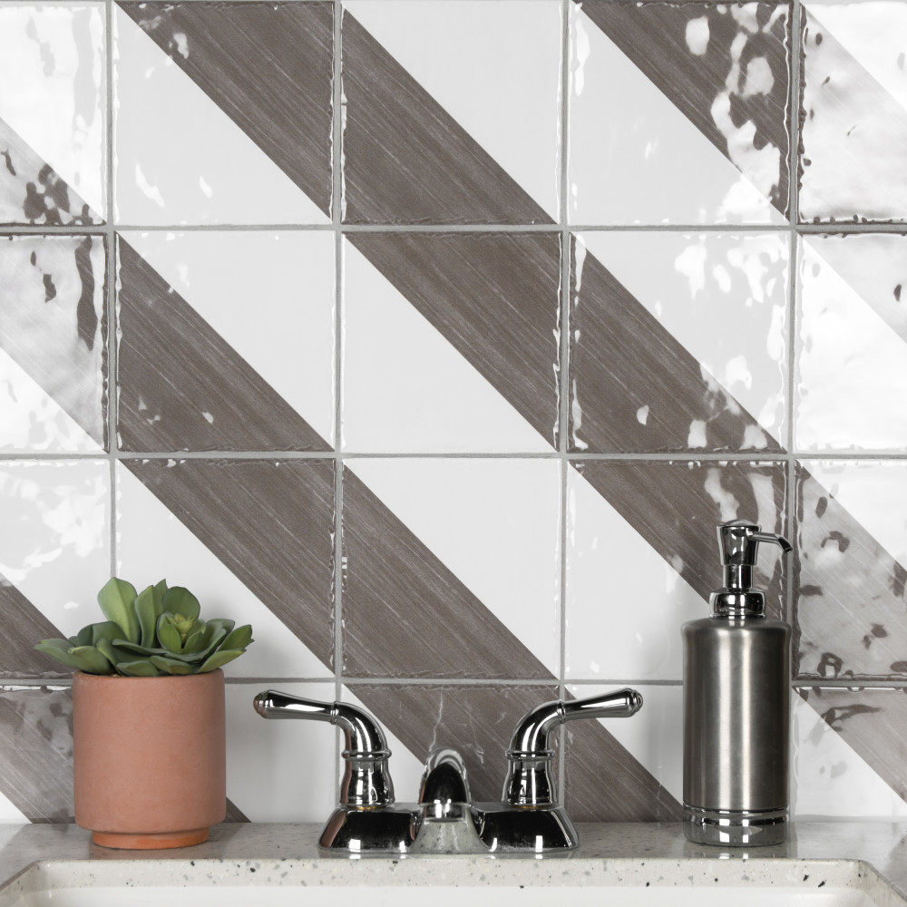Triangle Rustique Glossy Brown 5-3/4 in. x 5-3/4 in. Ceramic Wall Tile