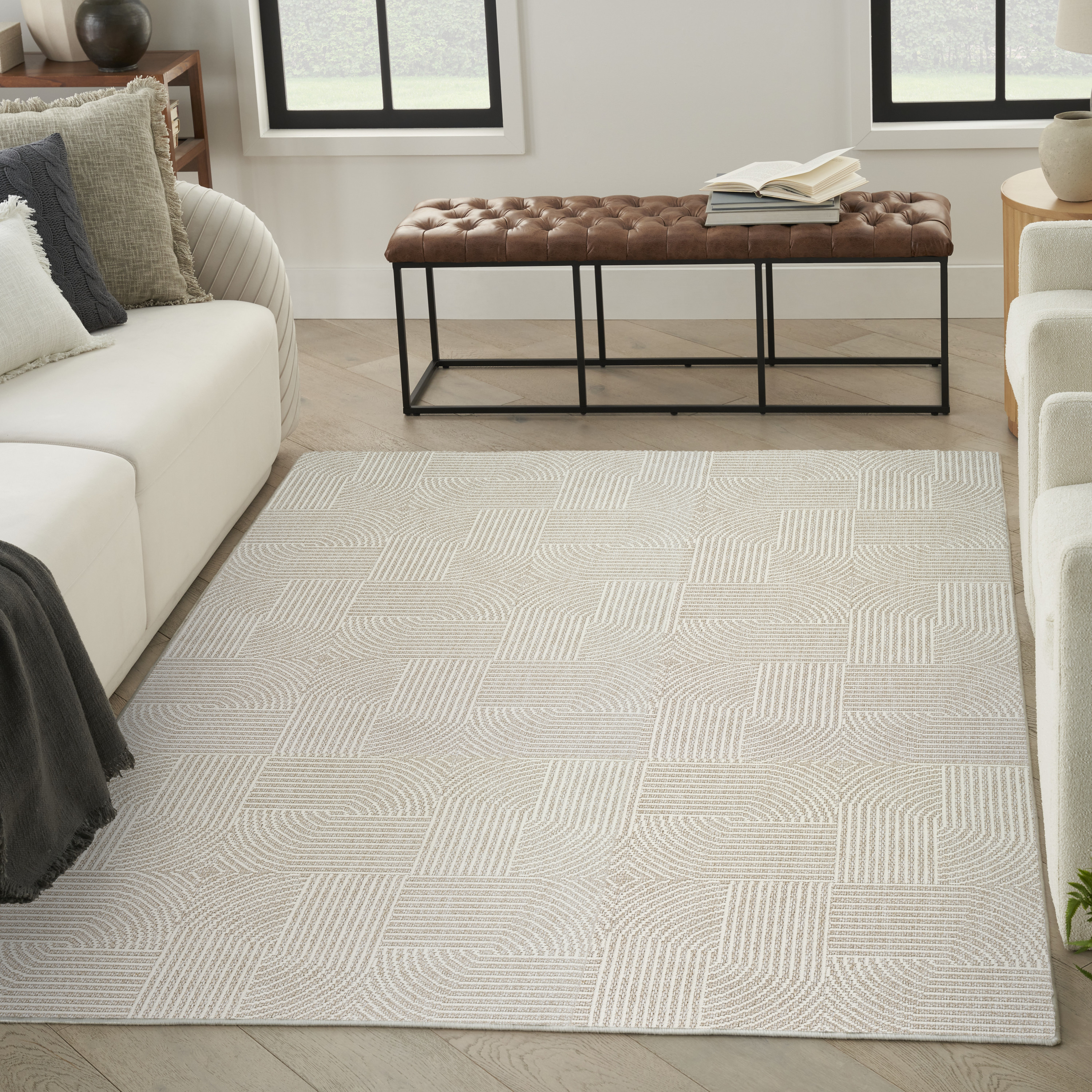 Nourison Natural Texture 7'10" x 9'10" Beige Ivory Modern Indoor Rug