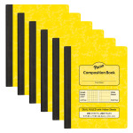 Pacon&reg; Dual Ruled Composition Book, Yellow, 1/4 in grid and 3/8 in (wide) 9-3/4" x 7-1/2", 100 Sheets, Pack of 6 PACMMK37163-6