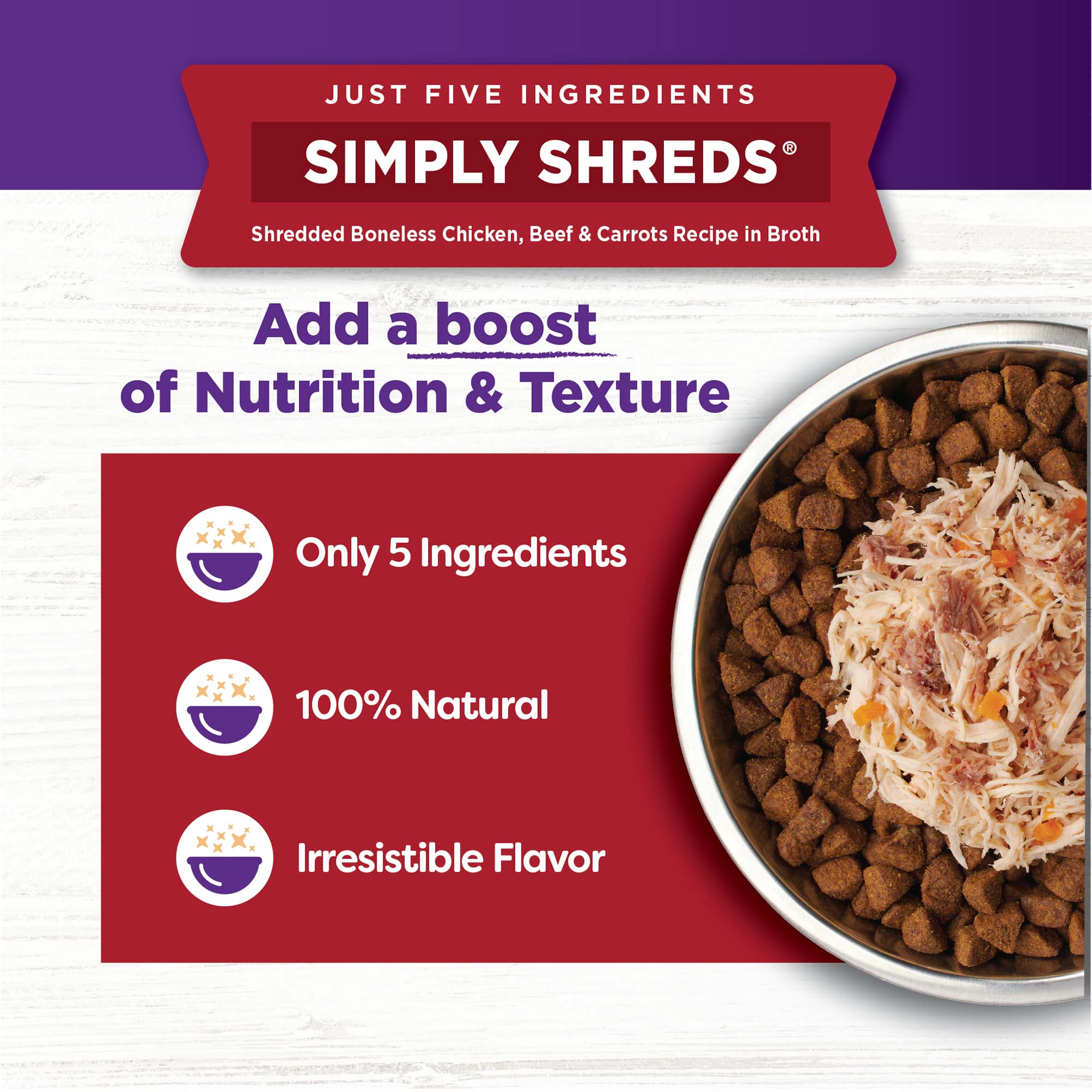Wellness Bowl Boosters Simply Shreds Beef & Carrots