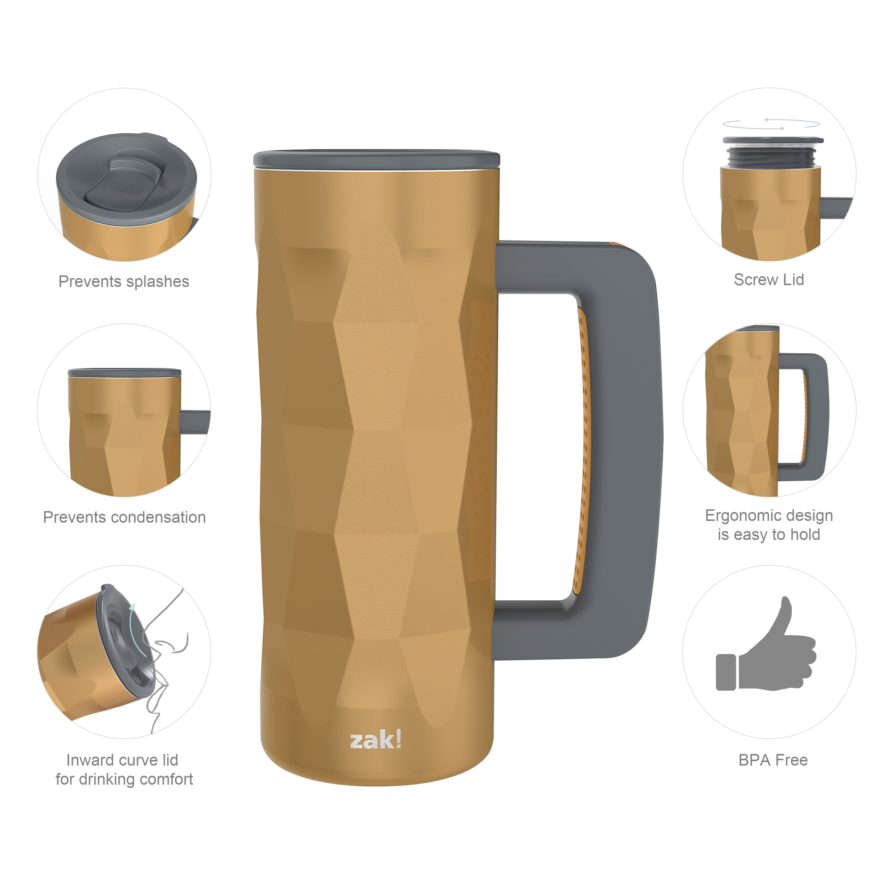 Fractal 16 ounce Vacuum Insulated Stainless Steel Mug, Bronze slideshow image 8 Fractal 16 ounce Vacuum Insulated Stainless Steel Mug, Bronze slideshow image 8