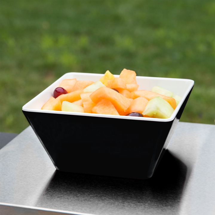 Medium square melamine cubic display bowl in black