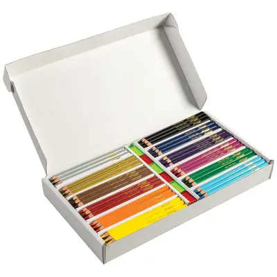 Prang Easy to Hold Colored Pencils Class Pack, 12 Colors, 5.5 mm Core, 144 Pencils, 6 Sharpeners