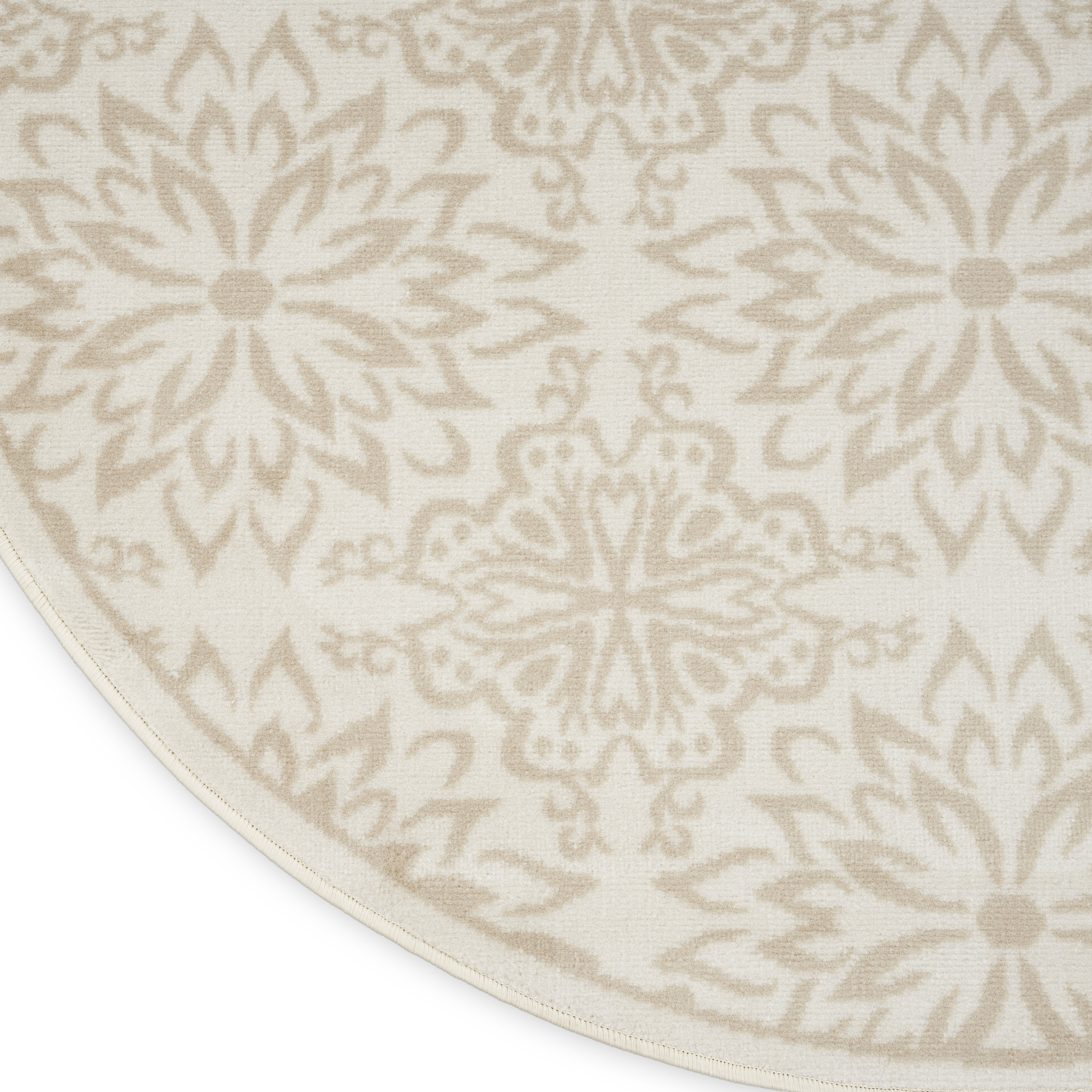 Nourison Jubilant 8' x Round Ivory Beige Farmhouse Indoor Rug