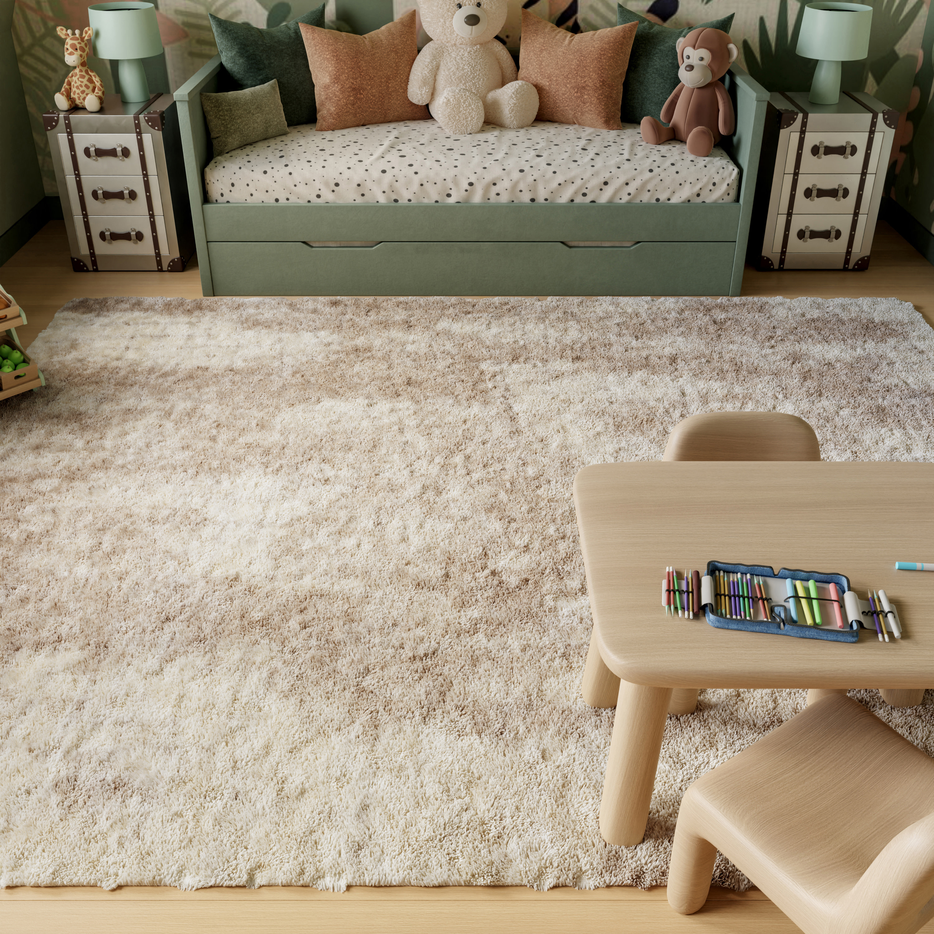 Nourison Dreamy Shag 7'10" x 9'10" Ivory Beige Modern Indoor Rug