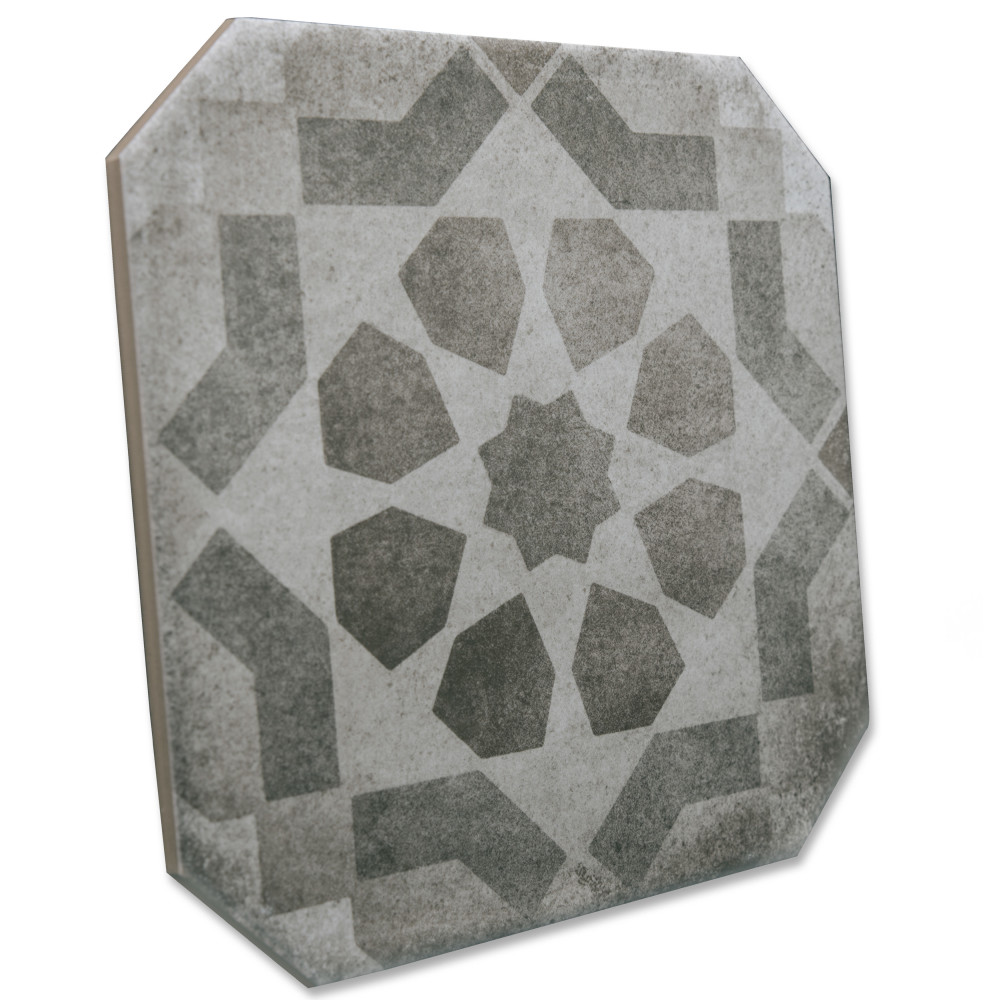 Laverton Octagon Deco Sombra with Taco Nieve 7-7/8 in. x 7-7/8 in. Porcelain Floor and Wall Tile