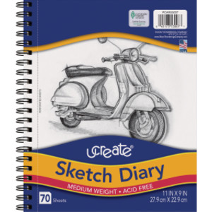 Sketch Diary, Medium Weight, 11" x 9", 70 Sheets