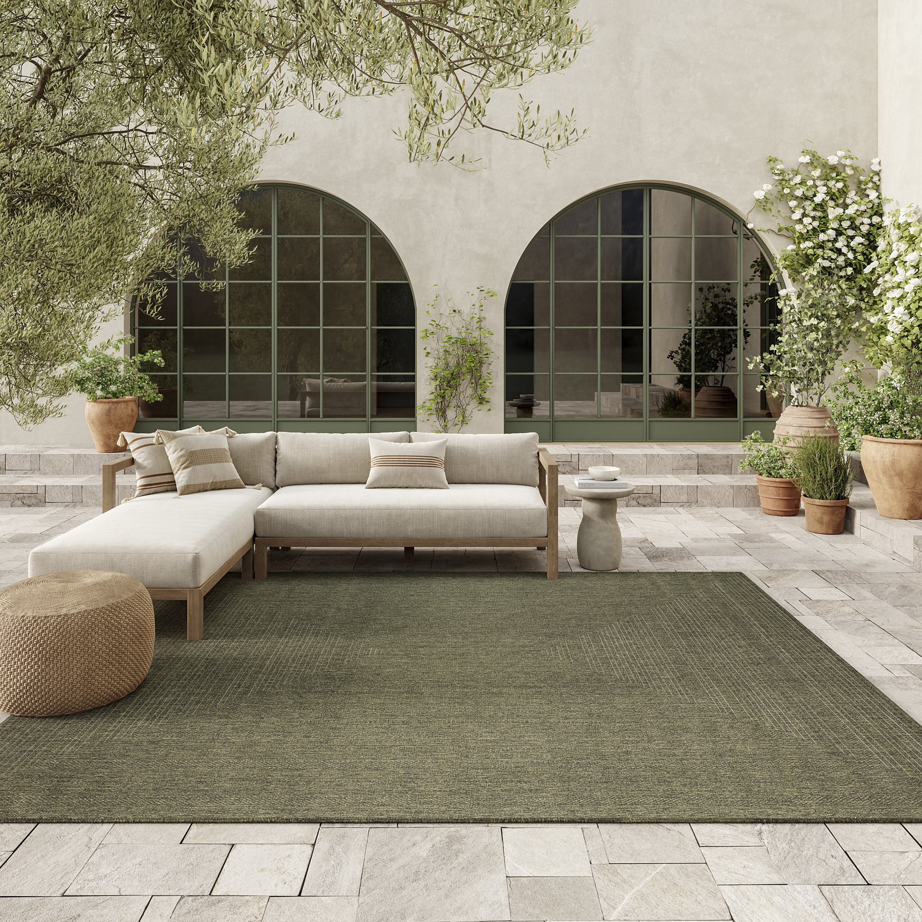 Nourison Tulum 9' x 12' Olive Outdoor Rug