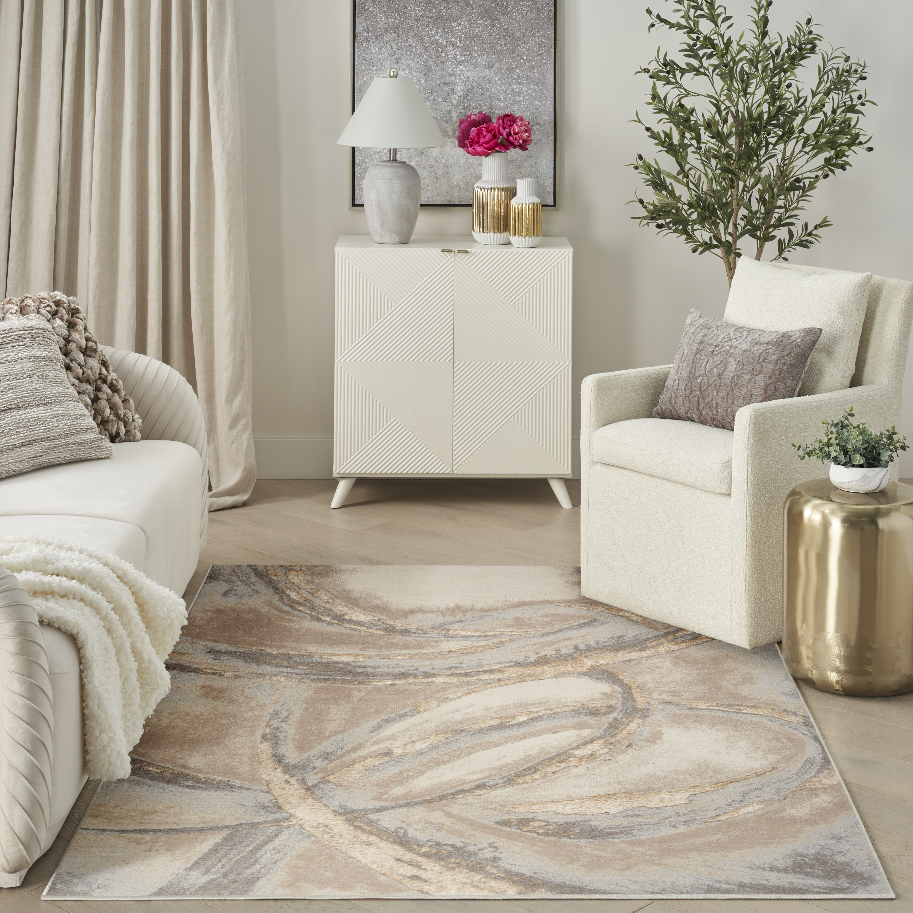 Nourison Splash 5'3" x 7'3" Beige Grey Modern Indoor Rug