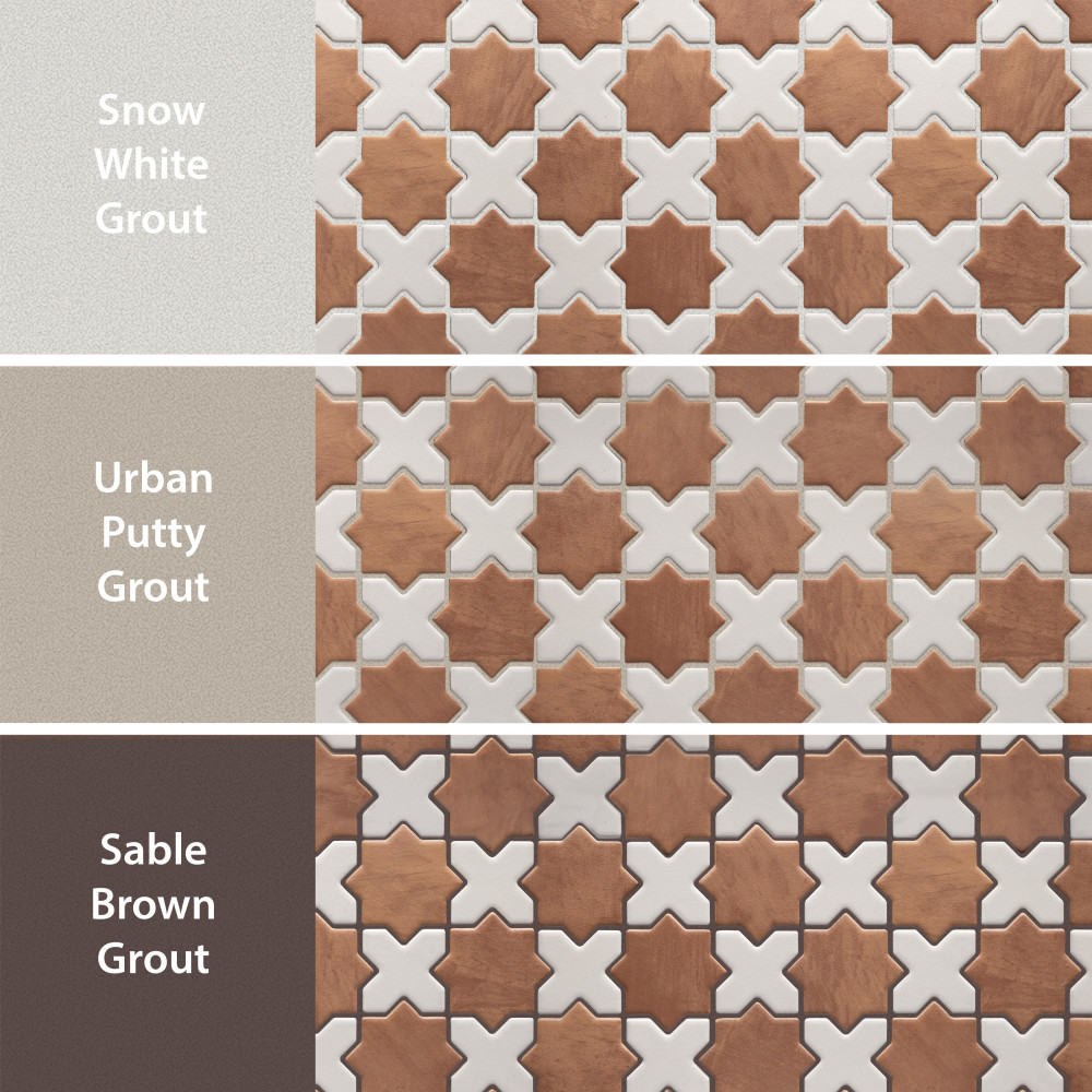 Sentier des Cotto 2″ Star with White Cross 11-7/8 in. x 11-7/8 in. Porcelain Mosaic Tile