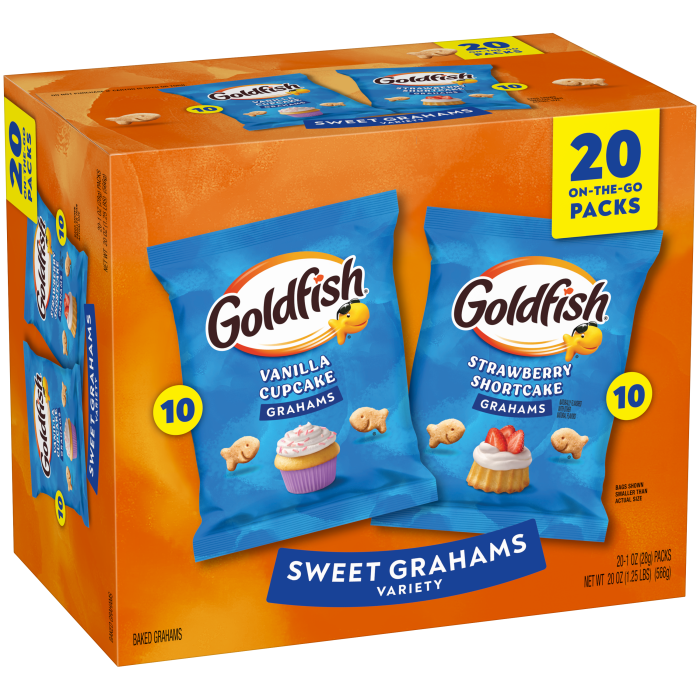 Goldfish® Variety Pack Baked Graham Snacks, 20 count box, 20 oz, bag - Left Angle Image