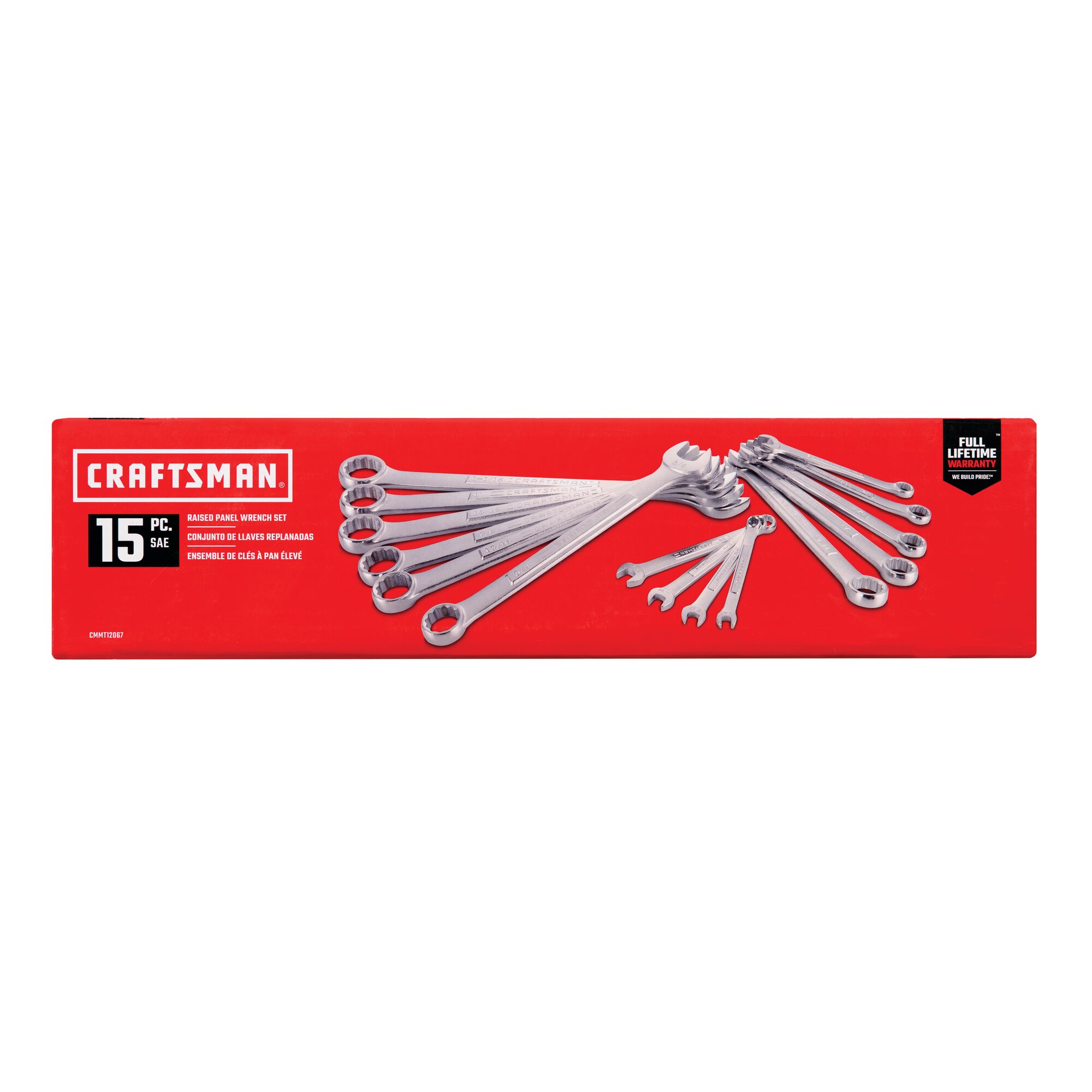 15 piece s a e combination wrench set in cardboard box.