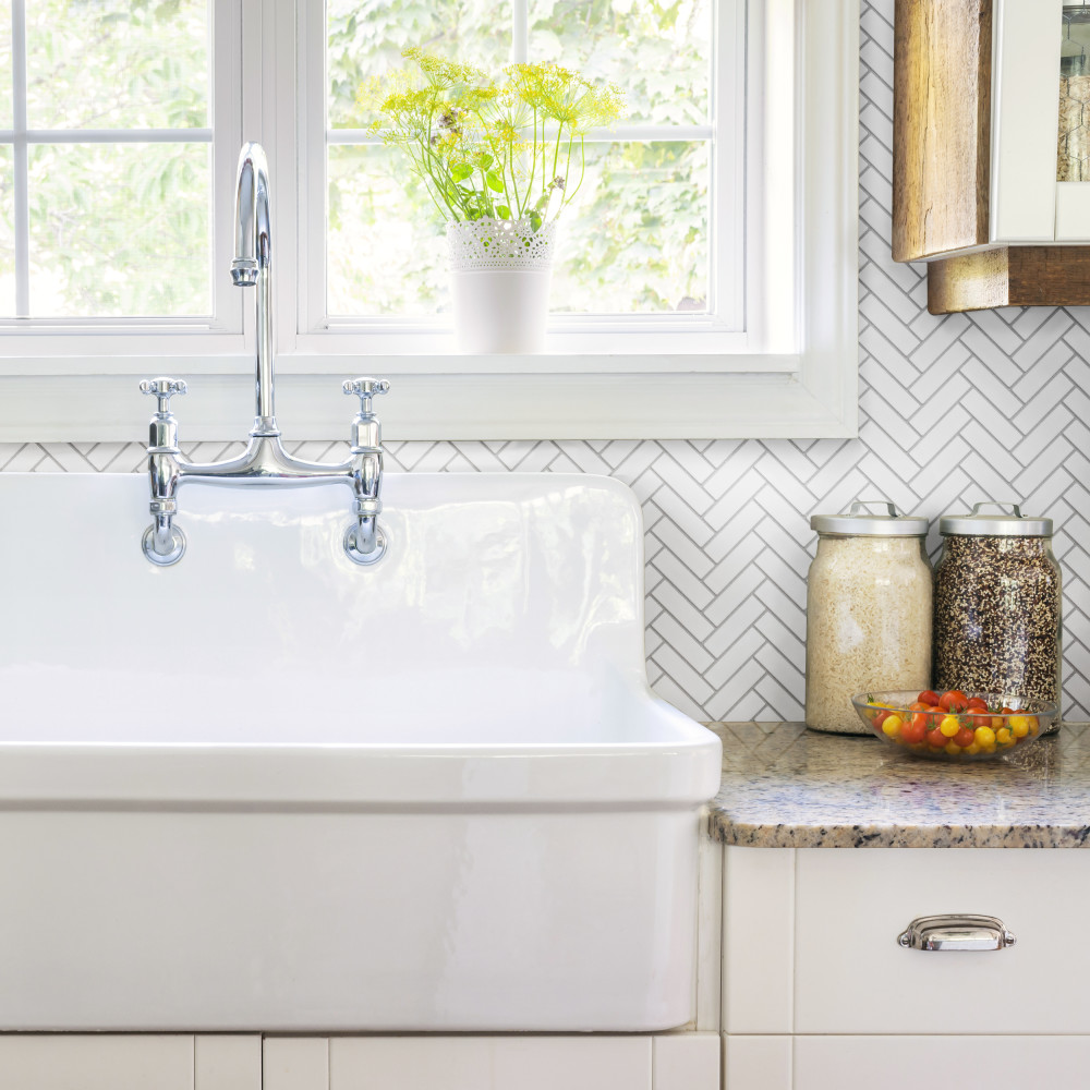 Metro Brick Herringbone Matte White 10-5/8 in. x 12-1/2 in. Porcelain Mosaic Tile