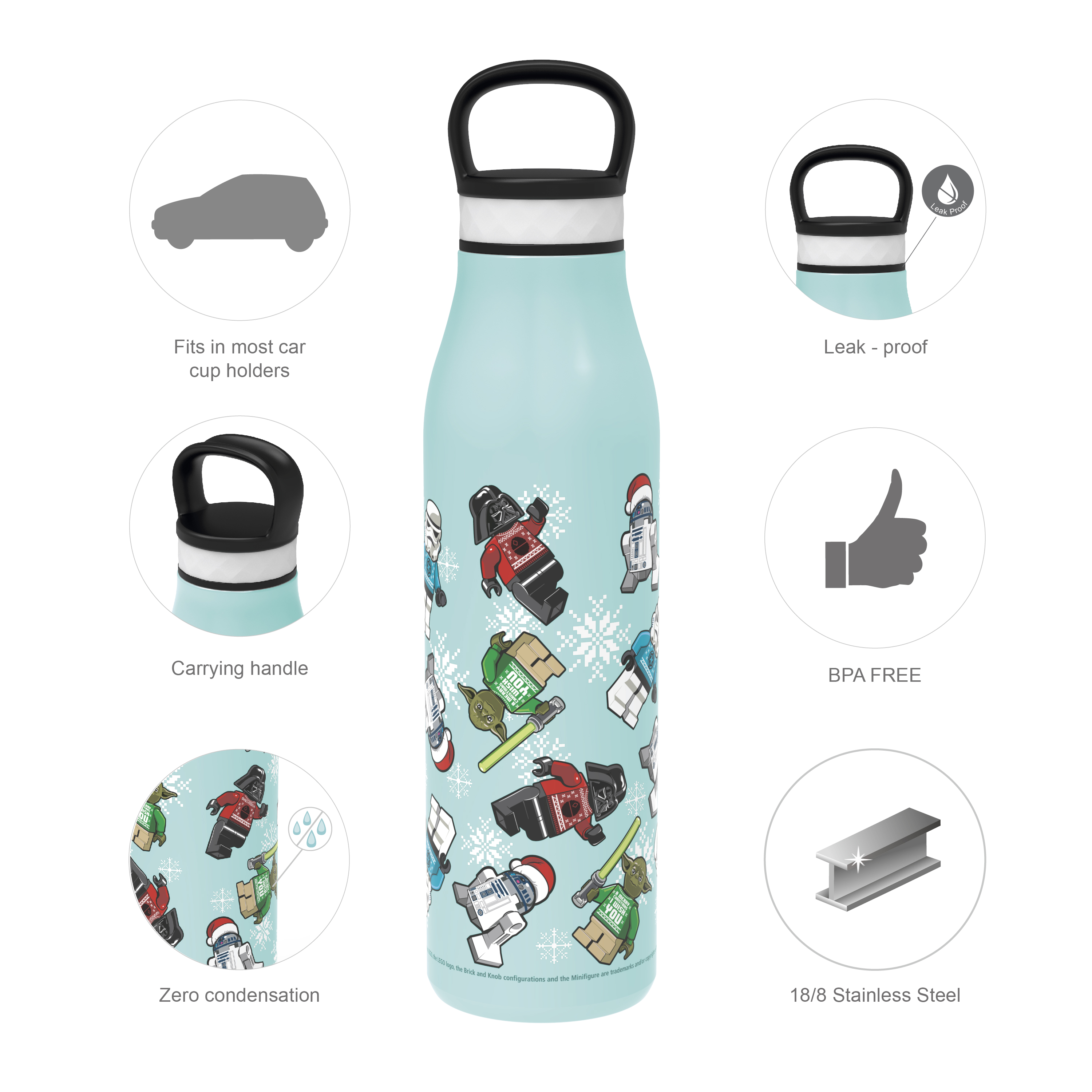 Lego Star Wars 20 ounce Stainless Steel Vacuum Insulated Water Bottle, R2-D2, Yoda and Darth Vader slideshow image 7 Lego Star Wars 20 ounce Stainless Steel Vacuum Insulated Water Bottle, R2-D2, Yoda and Darth Vader slideshow image 7