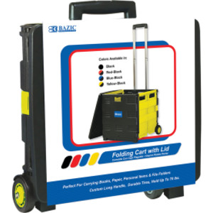 Folding Cart on Wheels w/Lid Cover, 16" x 18" x 15", Yellow