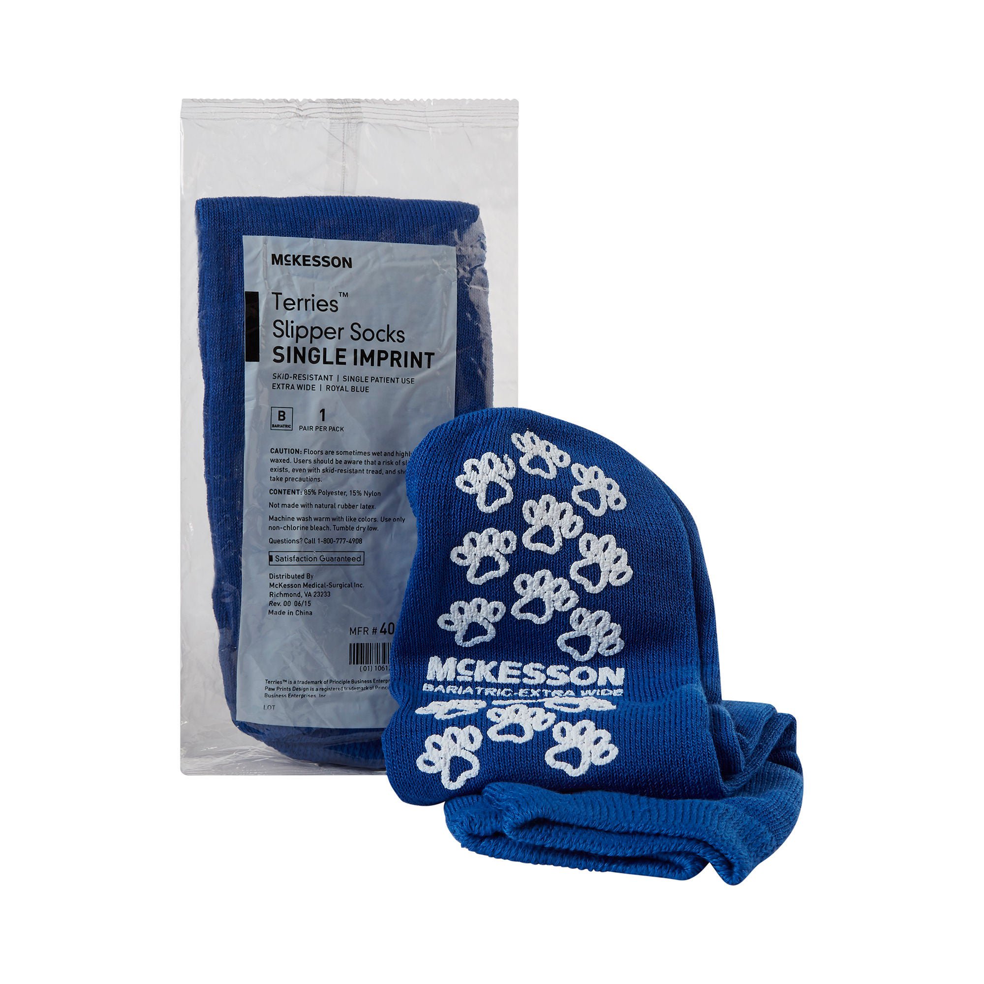 McKesson Terries™ Slipper Socks, Bariatric / Extra Wide