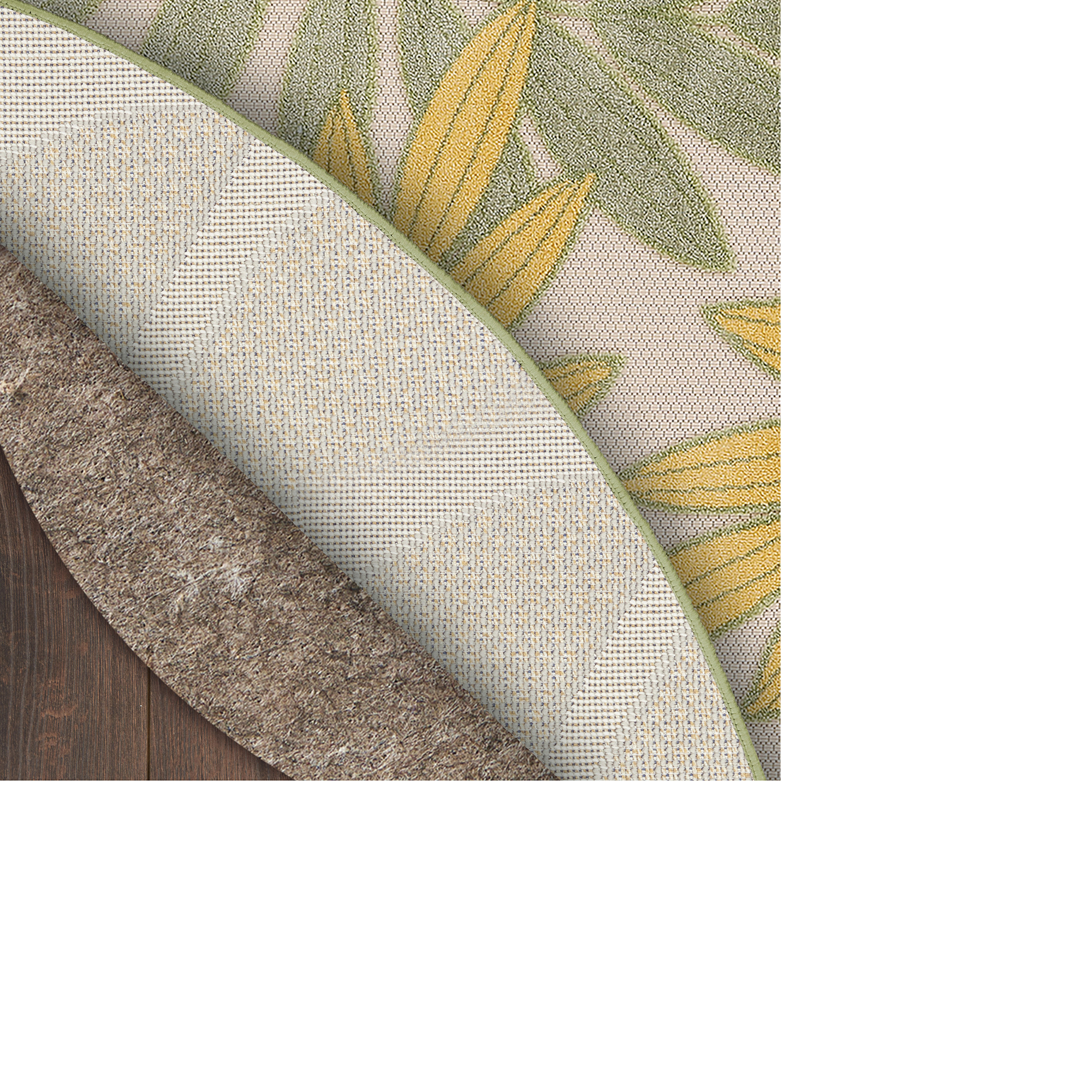 Nourison Aloha 5'3" x Round Green Multicolor Outdoor Rug