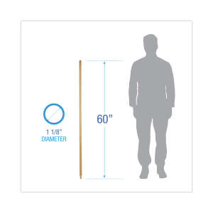 Boardwalk, Heavy Duty Threaded End Lacquered Hardwood Broom Handle, 60", Natural