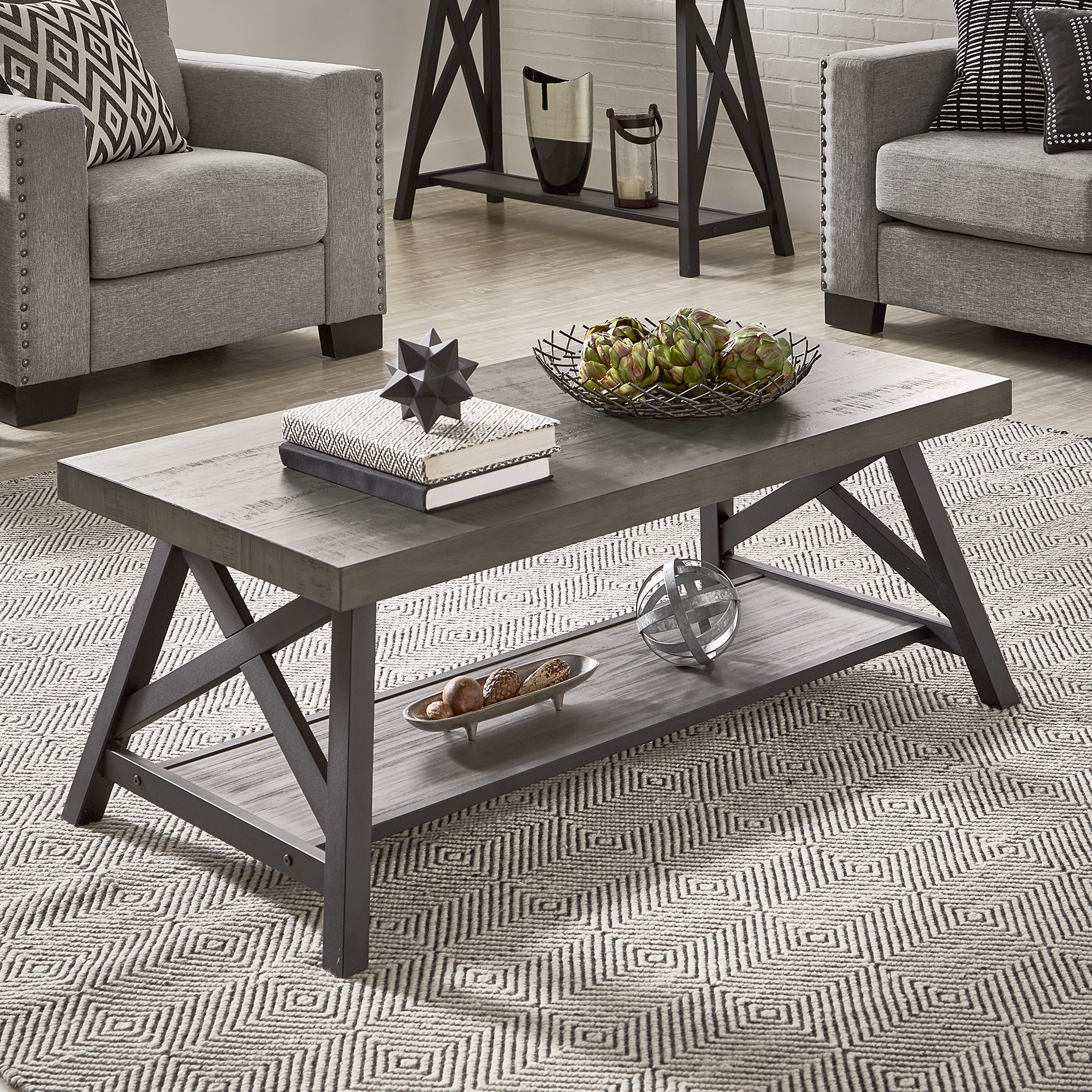 Rustic X-Base Accent Tables