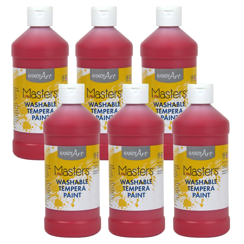 Little Masters® Washable Tempera Paint, Red, 16 oz., Pack of 6