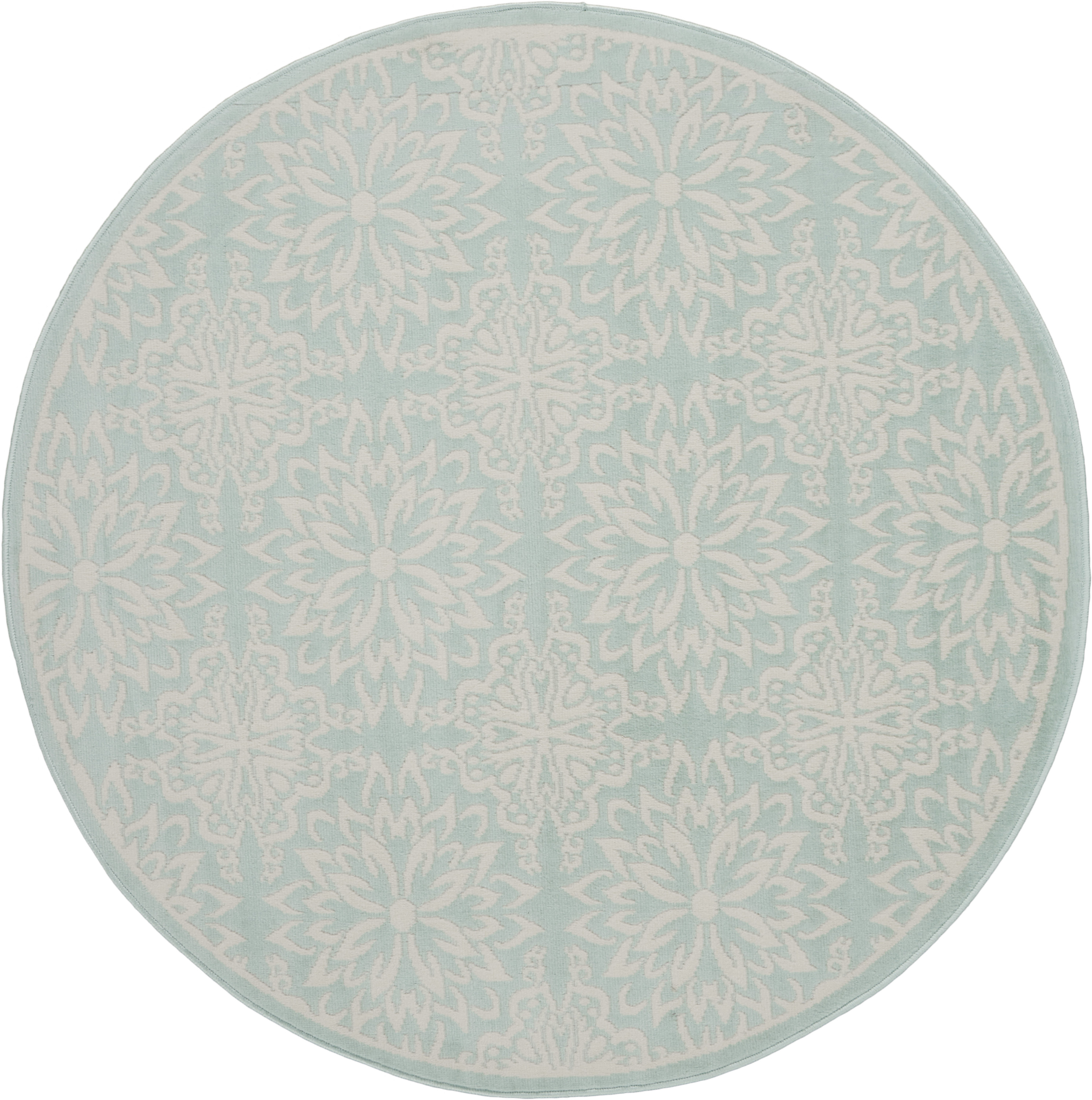 Nourison Jubilant 5'3" x Round Ivory Green Farmhouse Indoor Rug