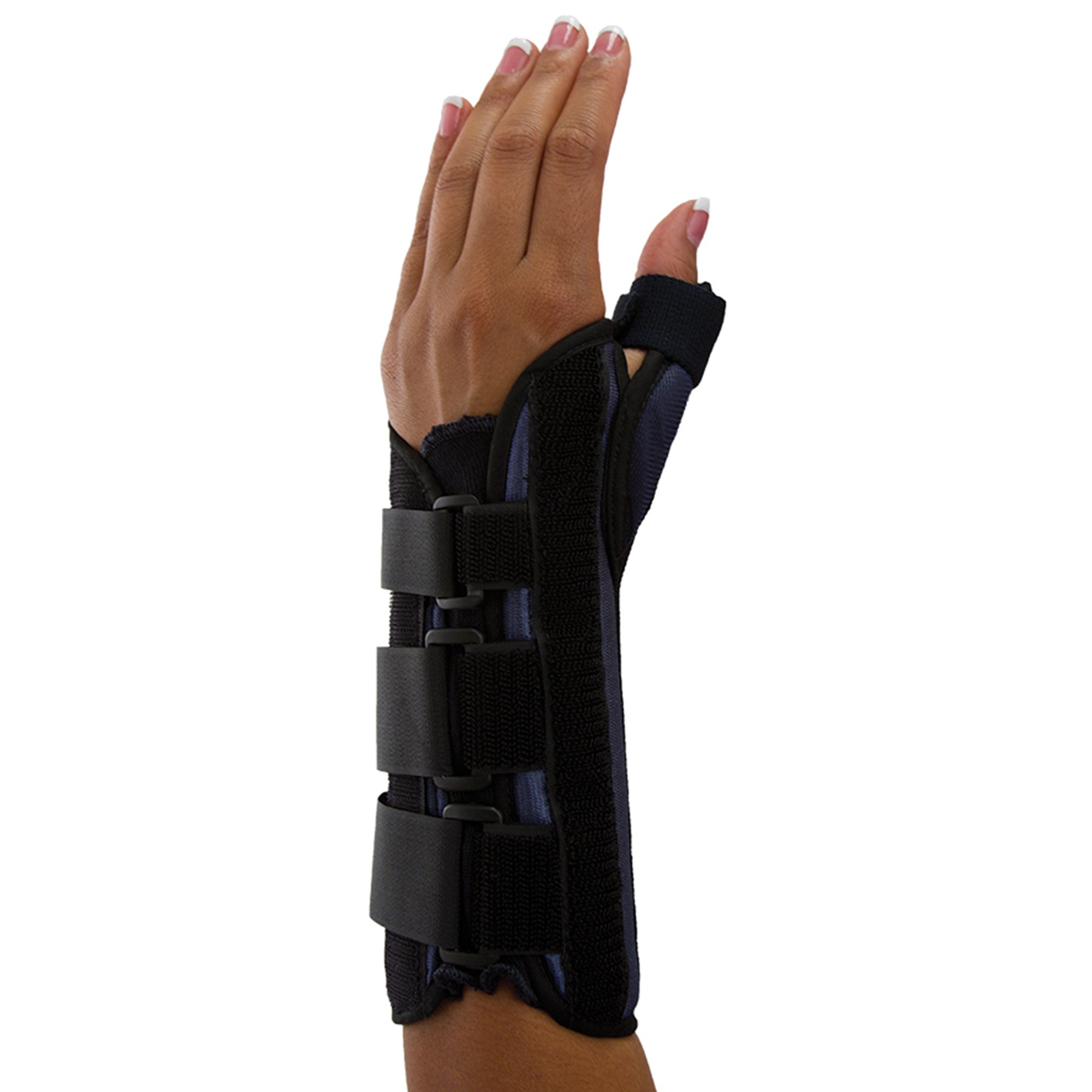 Wrist Brace with Thumb Spica Premier Aluminium / Foam / Nylon / Plastic / Polyester Left Hand Black Large MK 442318