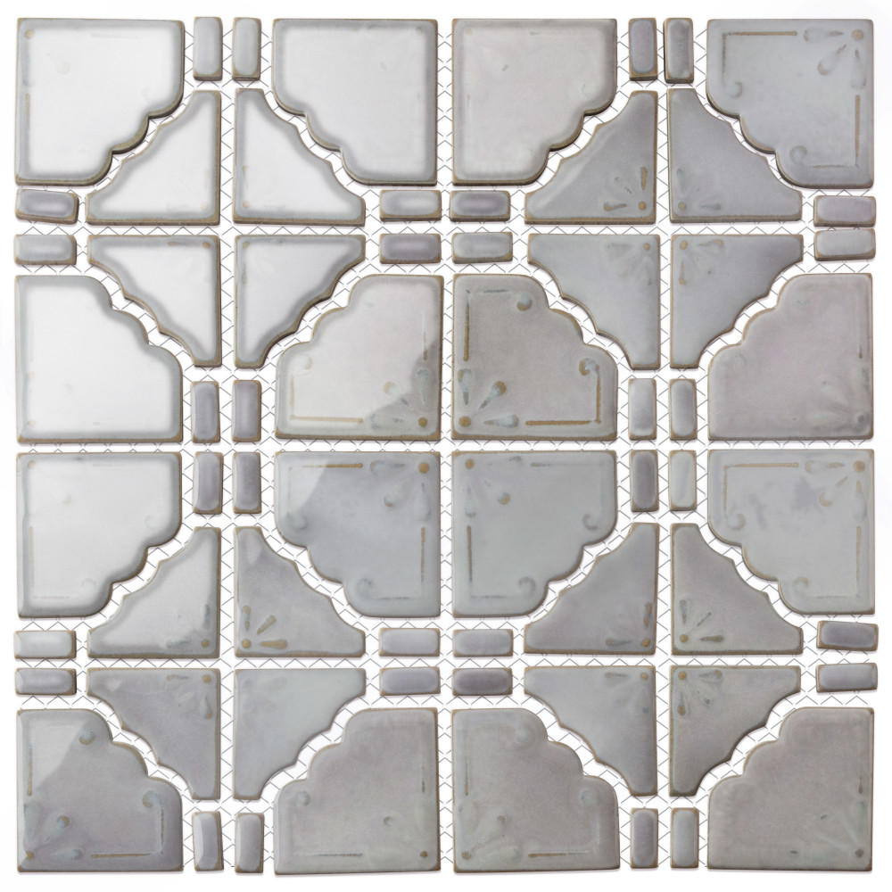 Hudson Moonbeam Grey Eye 11-7/8 in. x 11-7/8 in. Porcelain Mosaic Tile