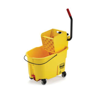Rubbermaid Commercial, WaveBrake®, 44qt, Mop Bucket w/ Sidepress Wringer and Drain, Yellow