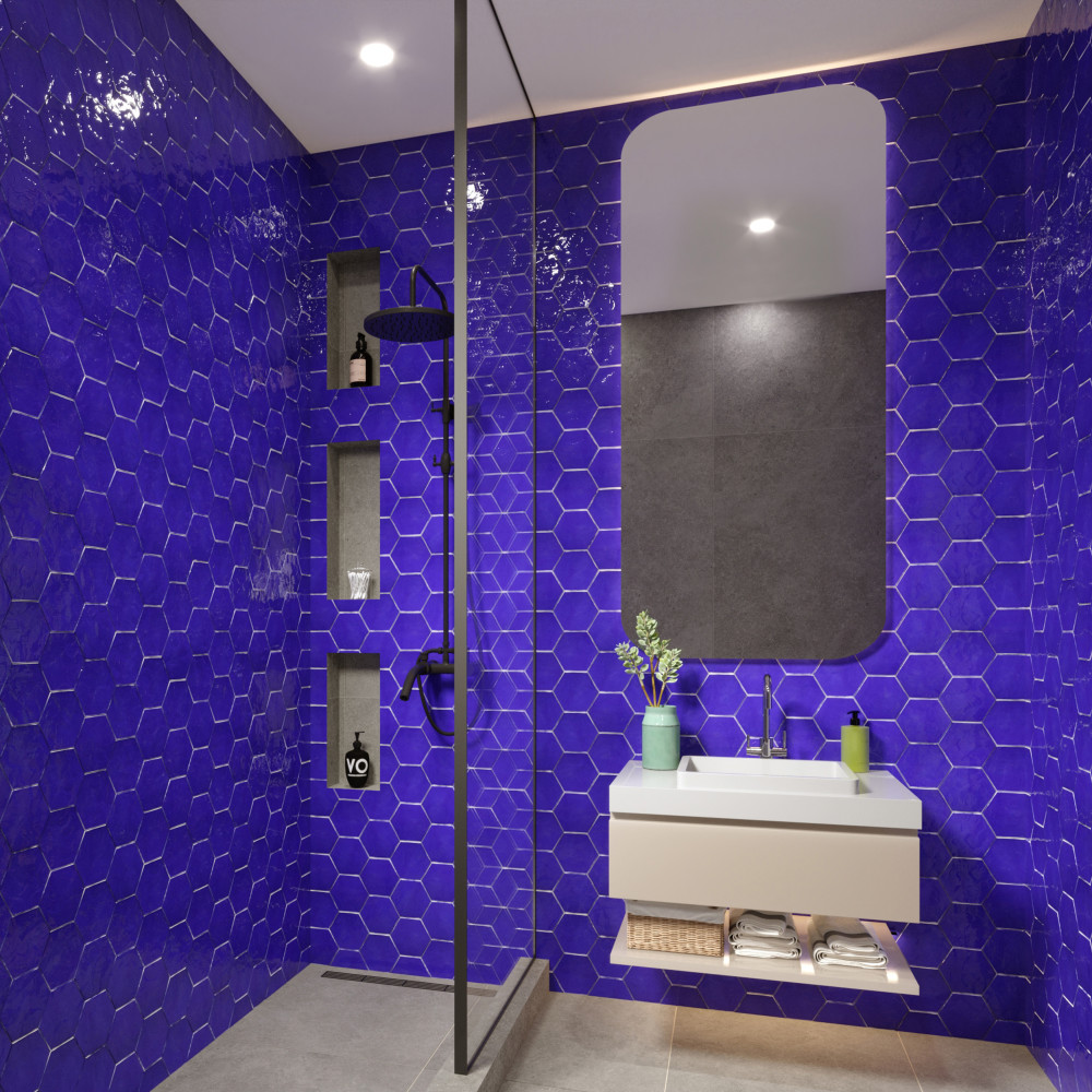 Viva Hex Azul 5-7/8 in. x 6-3/4 in. Ceramic Wall Tile